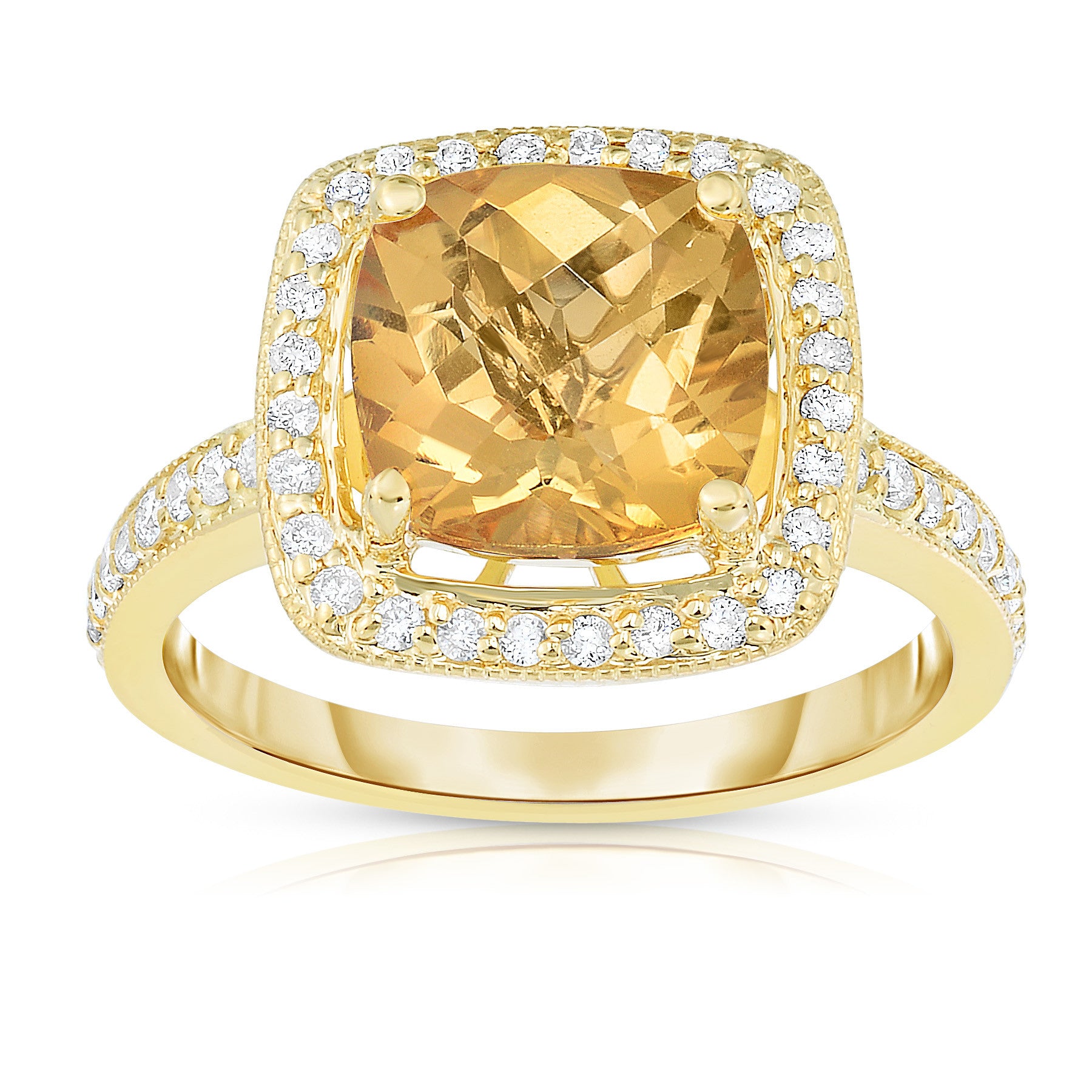 Cushion Gemstone & 0.40Ct Diamond Ring in 14K Gold