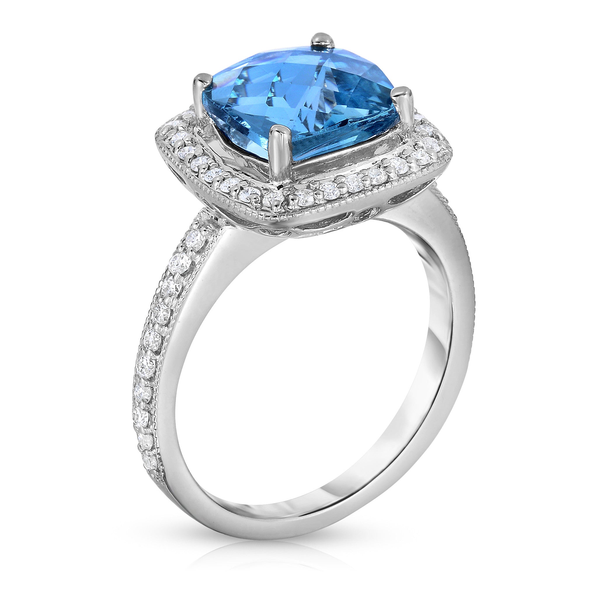 Cushion Gemstone & 0.40Ct Diamond Ring in 14K Gold