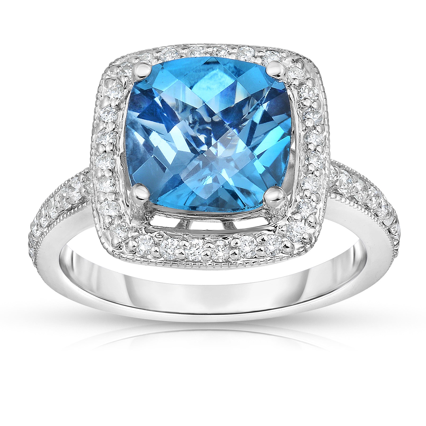 Cushion Gemstone & 0.40Ct Diamond Ring in 14K Gold
