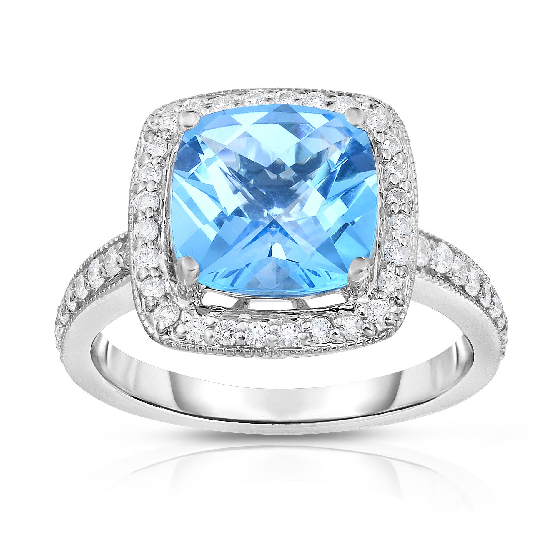 Cushion Gemstone & 0.40Ct Diamond Ring in 14K Gold