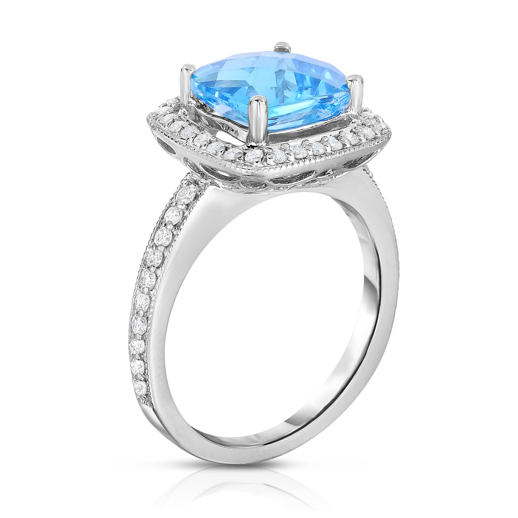 Cushion Gemstone & 0.40Ct Diamond Ring in 14K Gold