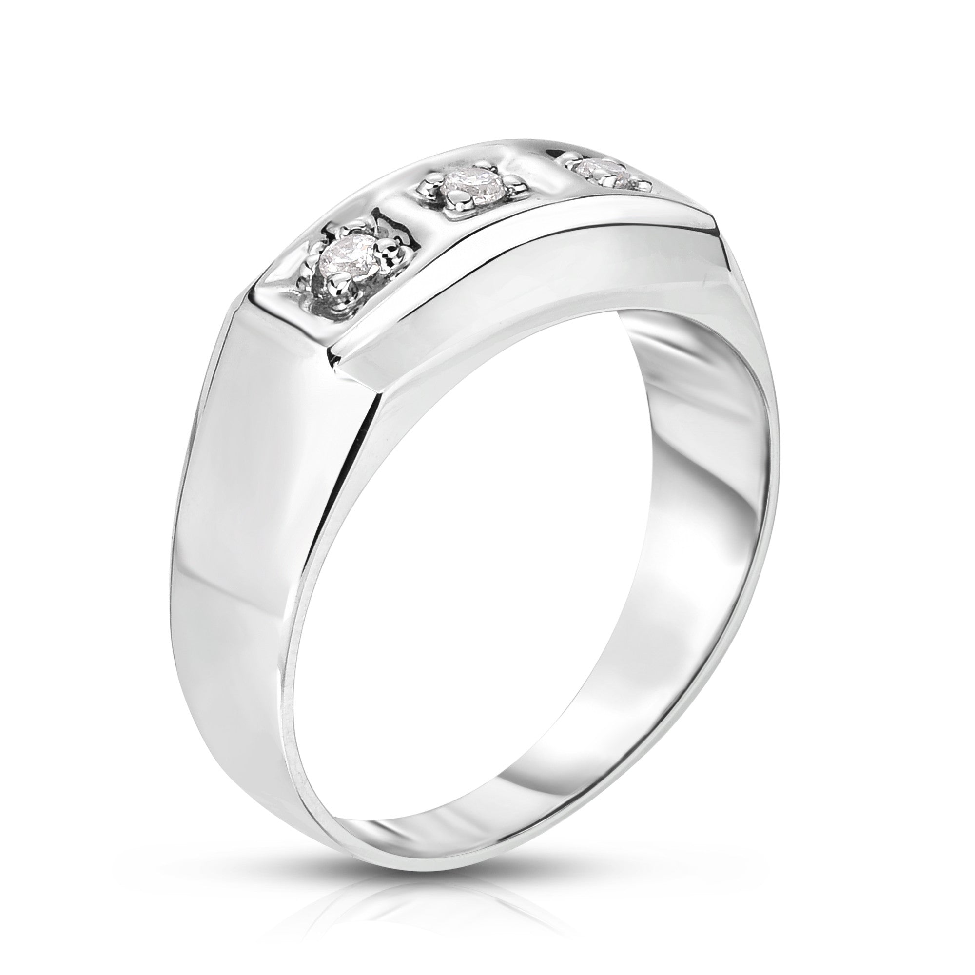 3-Stone 0.12Ct Diamond Men's Ring in 14K Gold