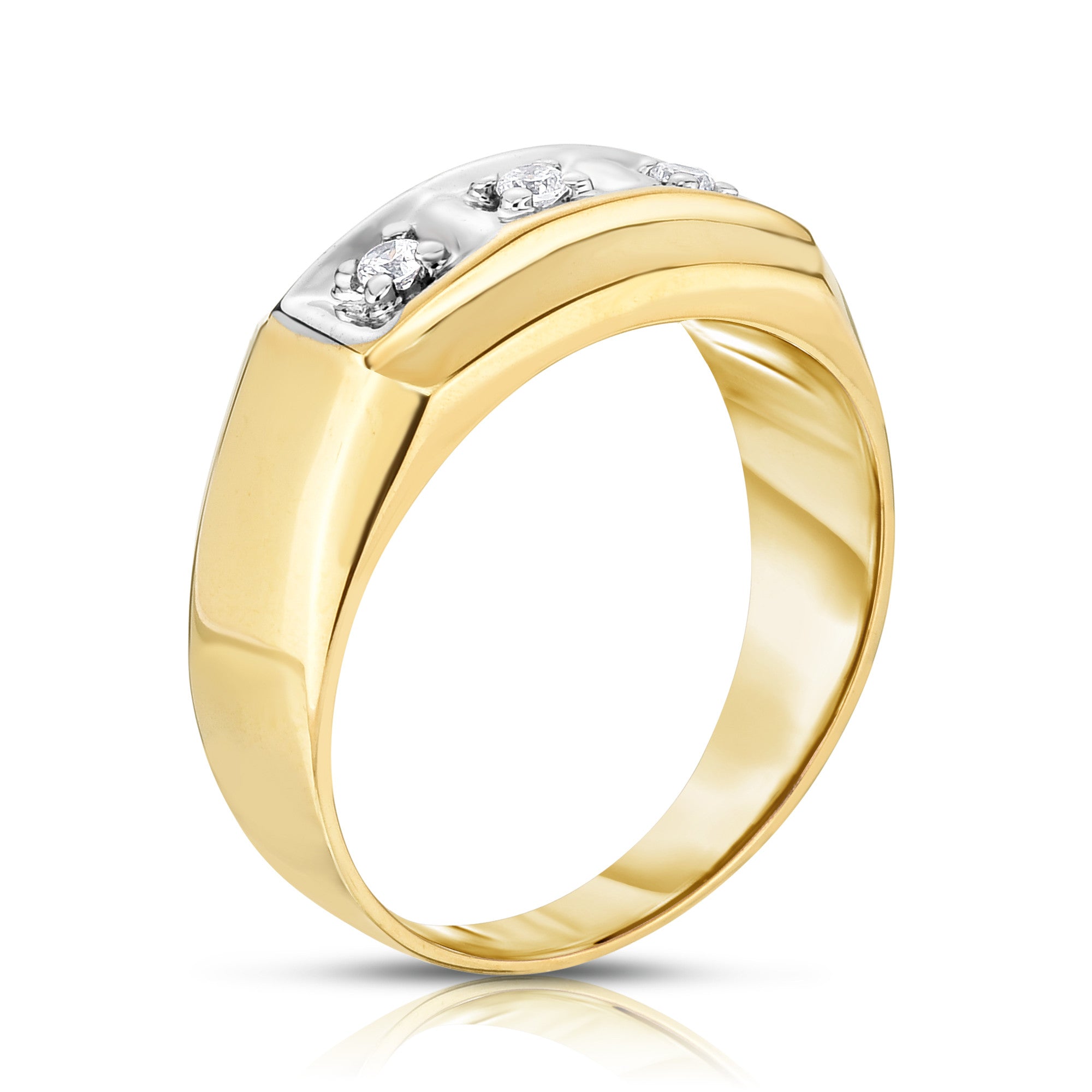 3-Stone 0.12Ct Diamond Men's Ring in 14K Gold
