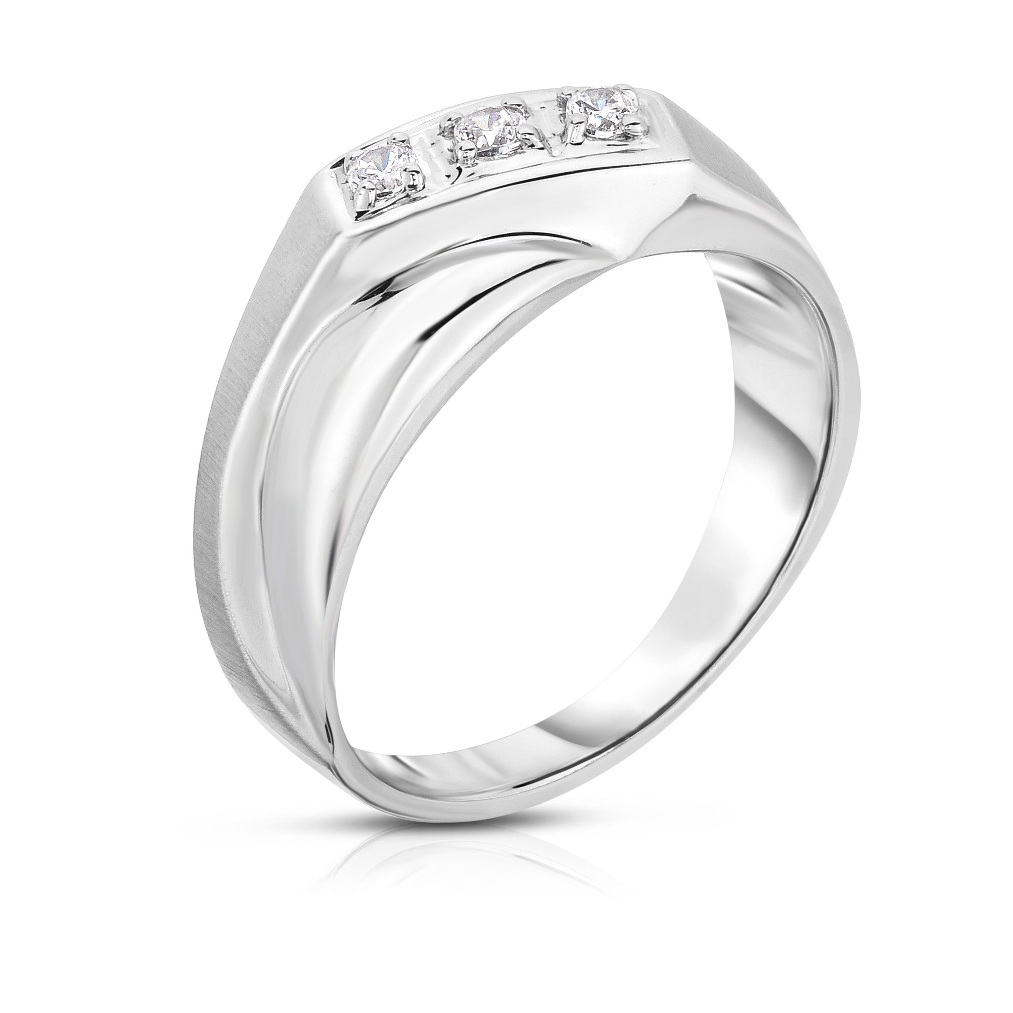 3-Stone 0.15Ct Diamond Men's Ring in 14K Gold