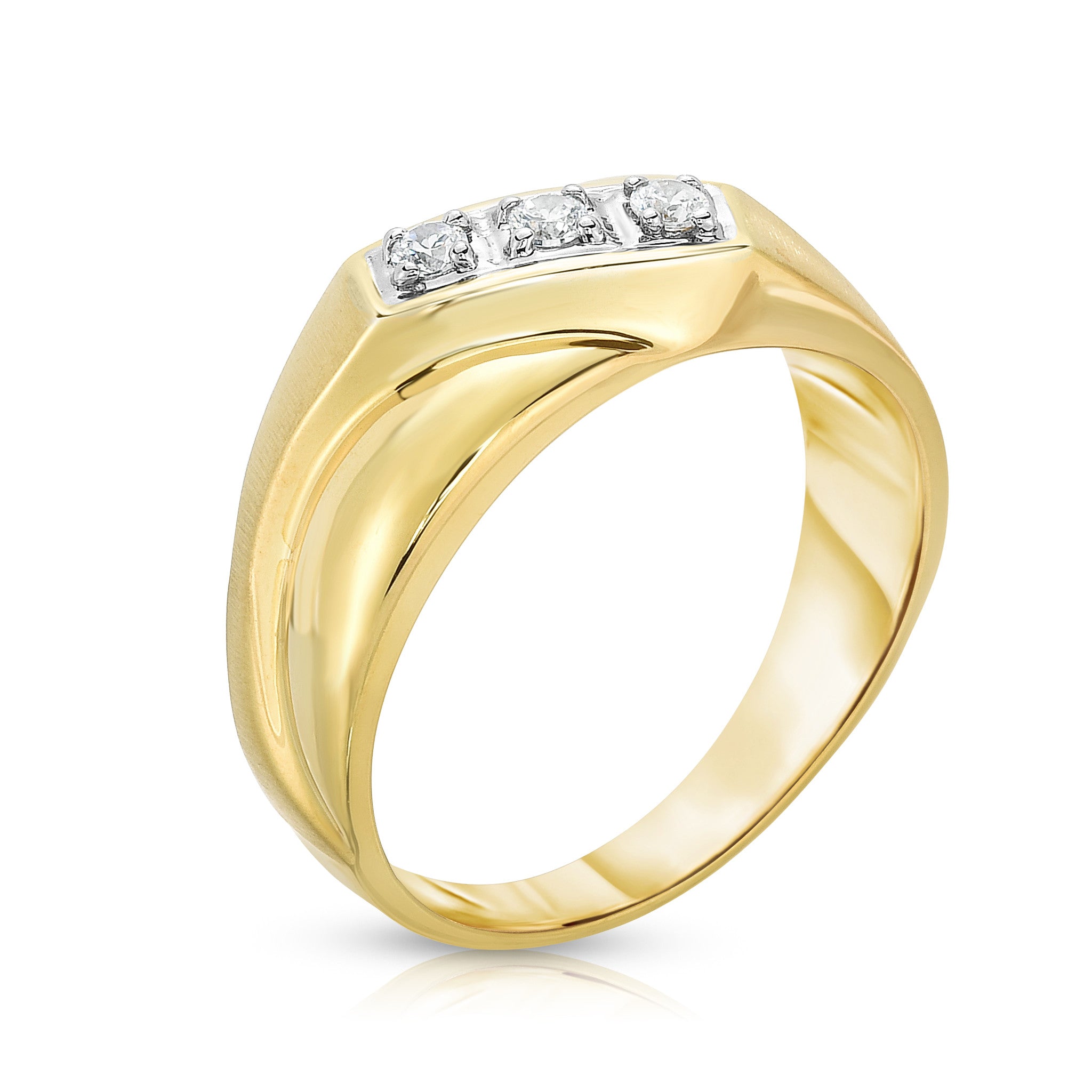 3-Stone 0.15Ct Diamond Men's Ring in 14K Gold
