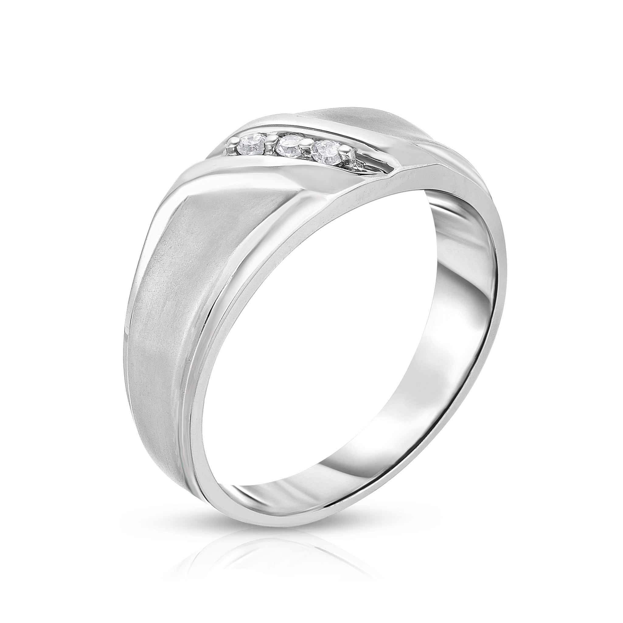 3-Stone 0.06Ct Diamond Men's Ring in 14K Gold