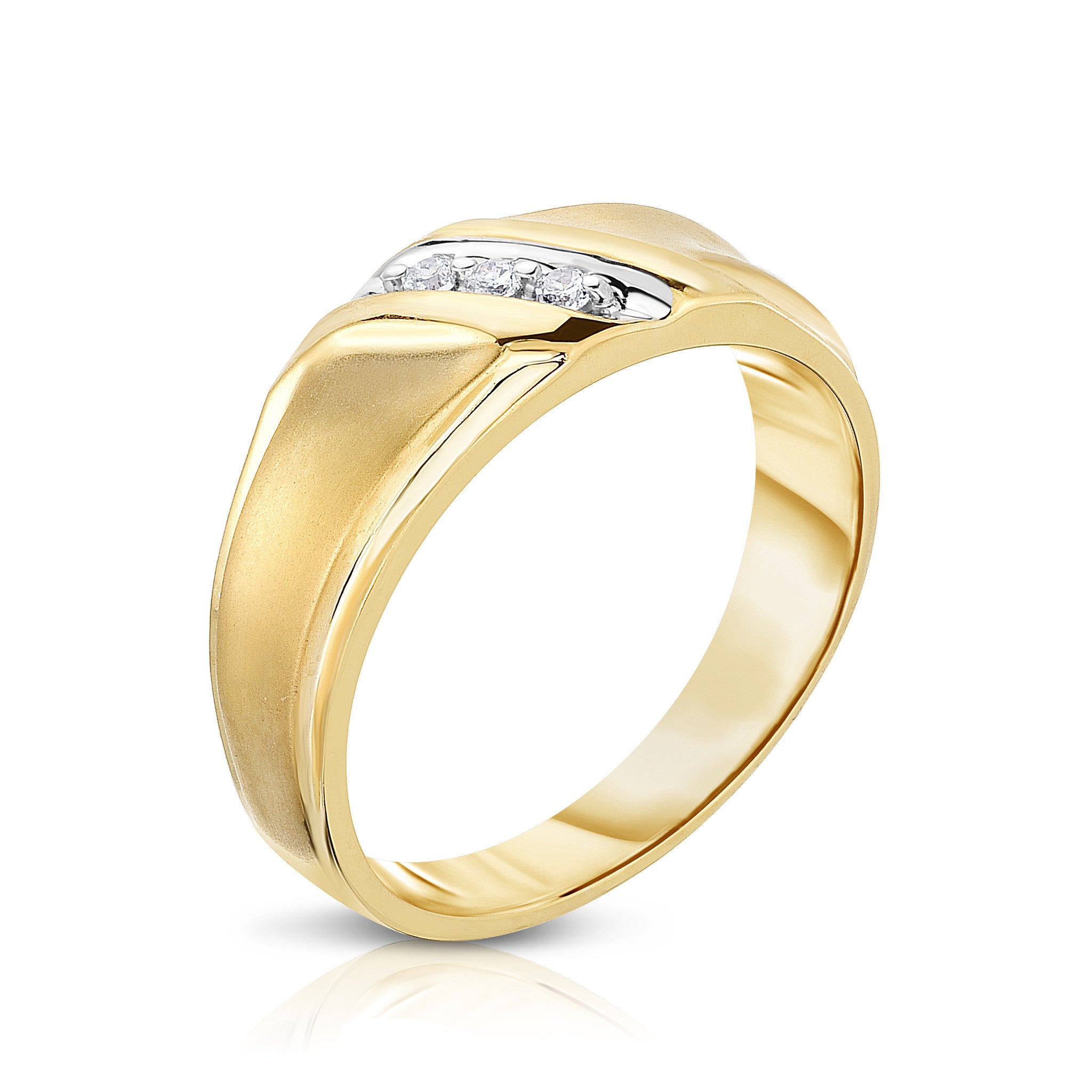 3-Stone 0.06Ct Diamond Men's Ring in 14K Gold