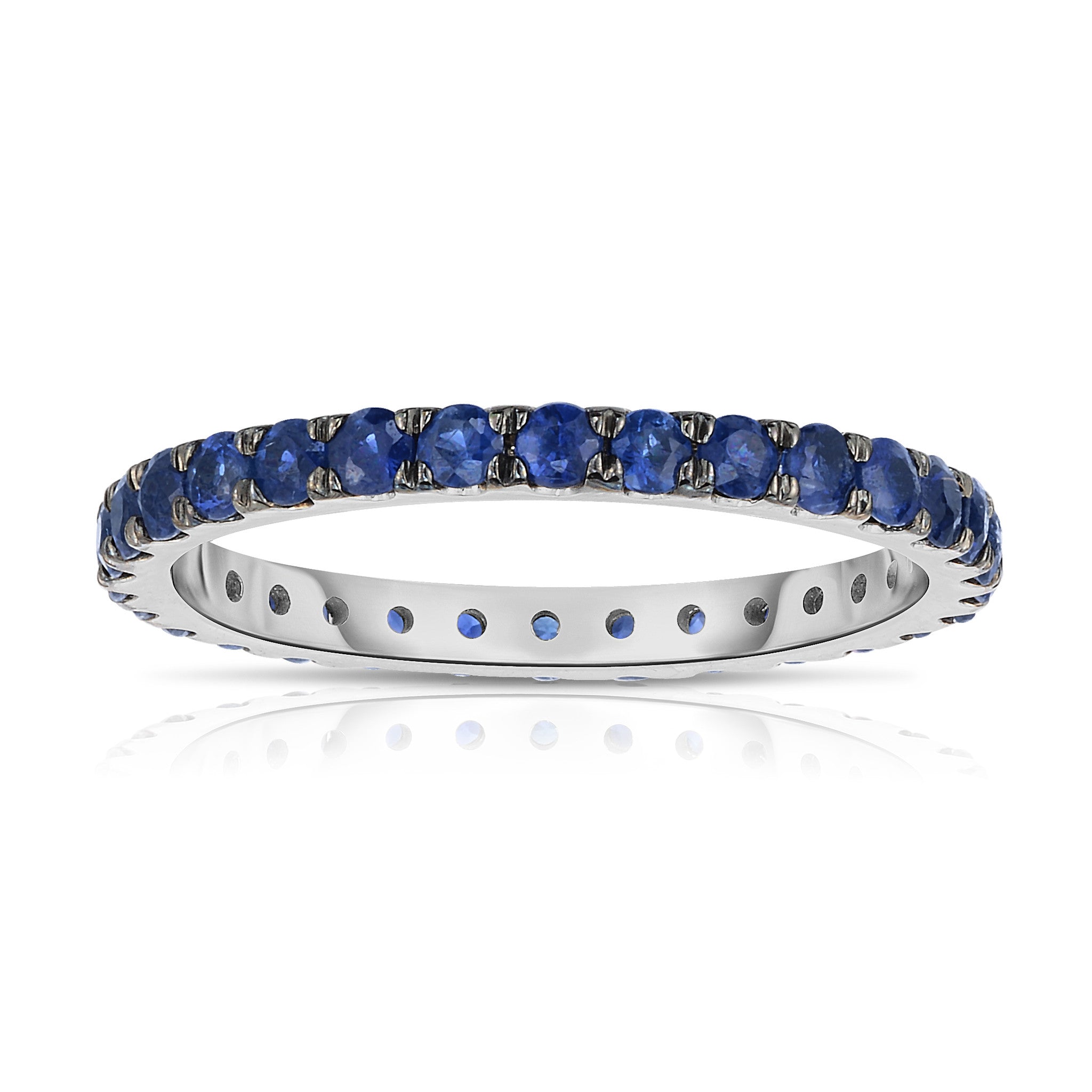 1.00Ct Blue Sapphire Eternity Ring in 14K White Gold