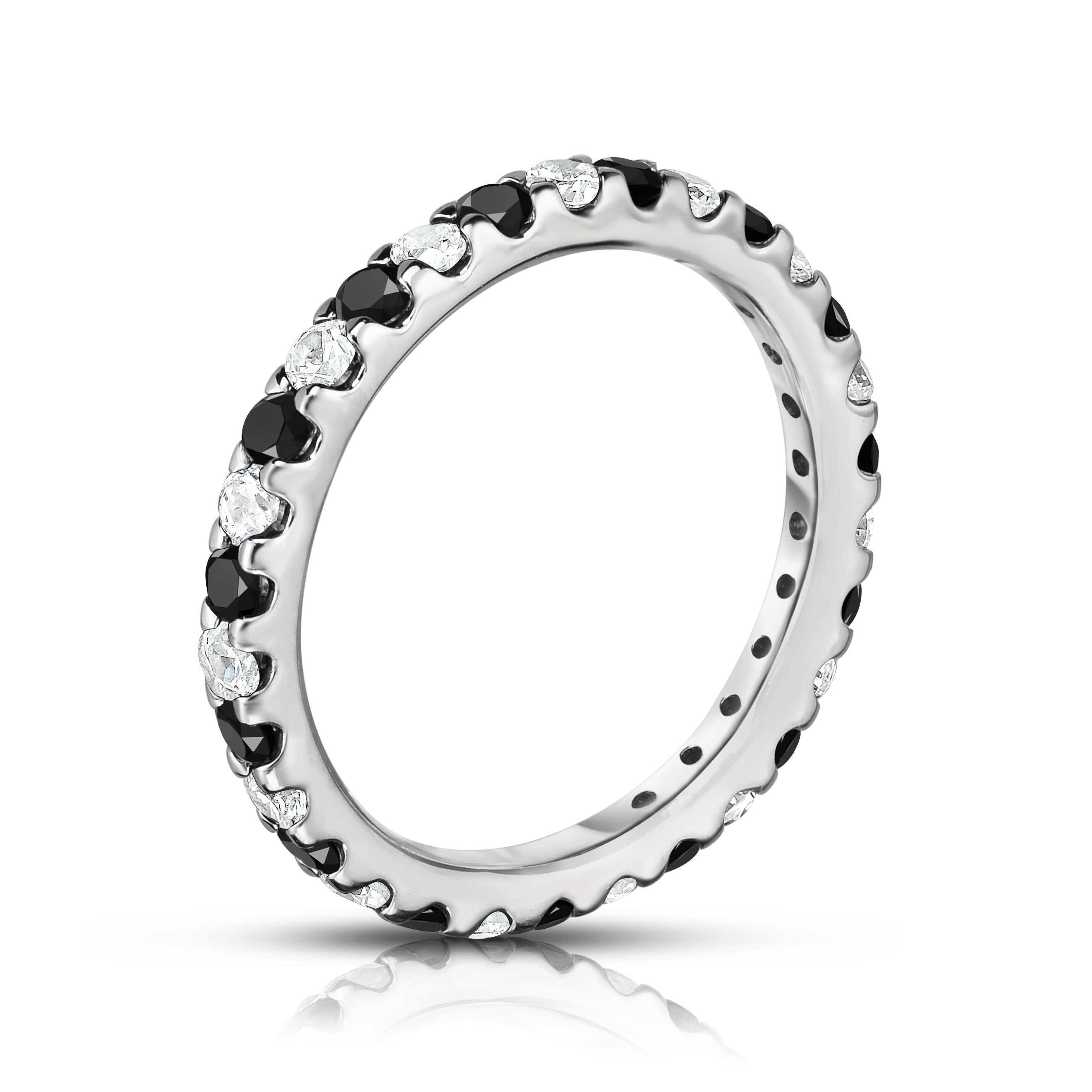 0.95Cttw Black & White Diamond Eternity Ring in 14K White Gold