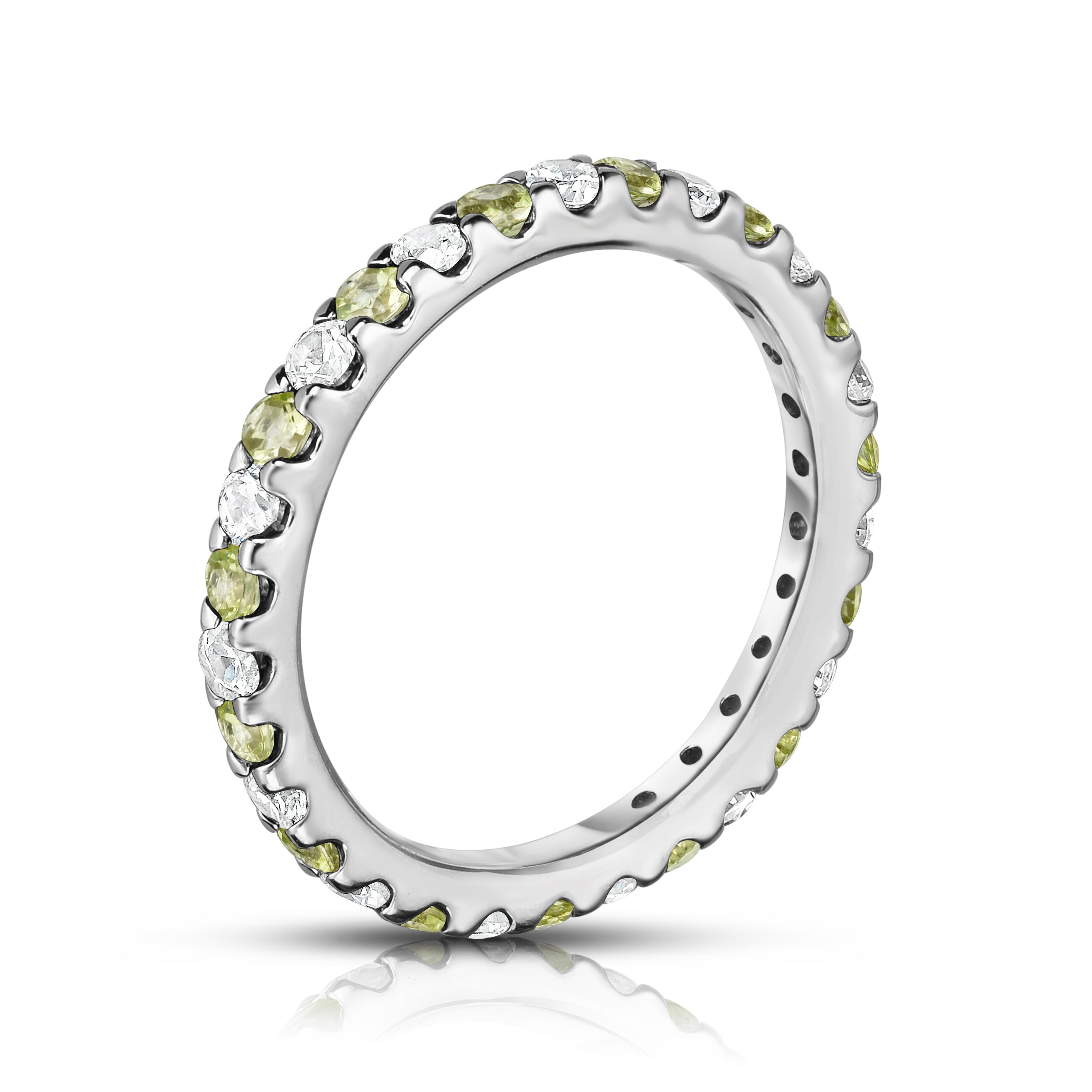 0.95Cttw Gemstone & Diamond Eternity Ring in 14K White Gold