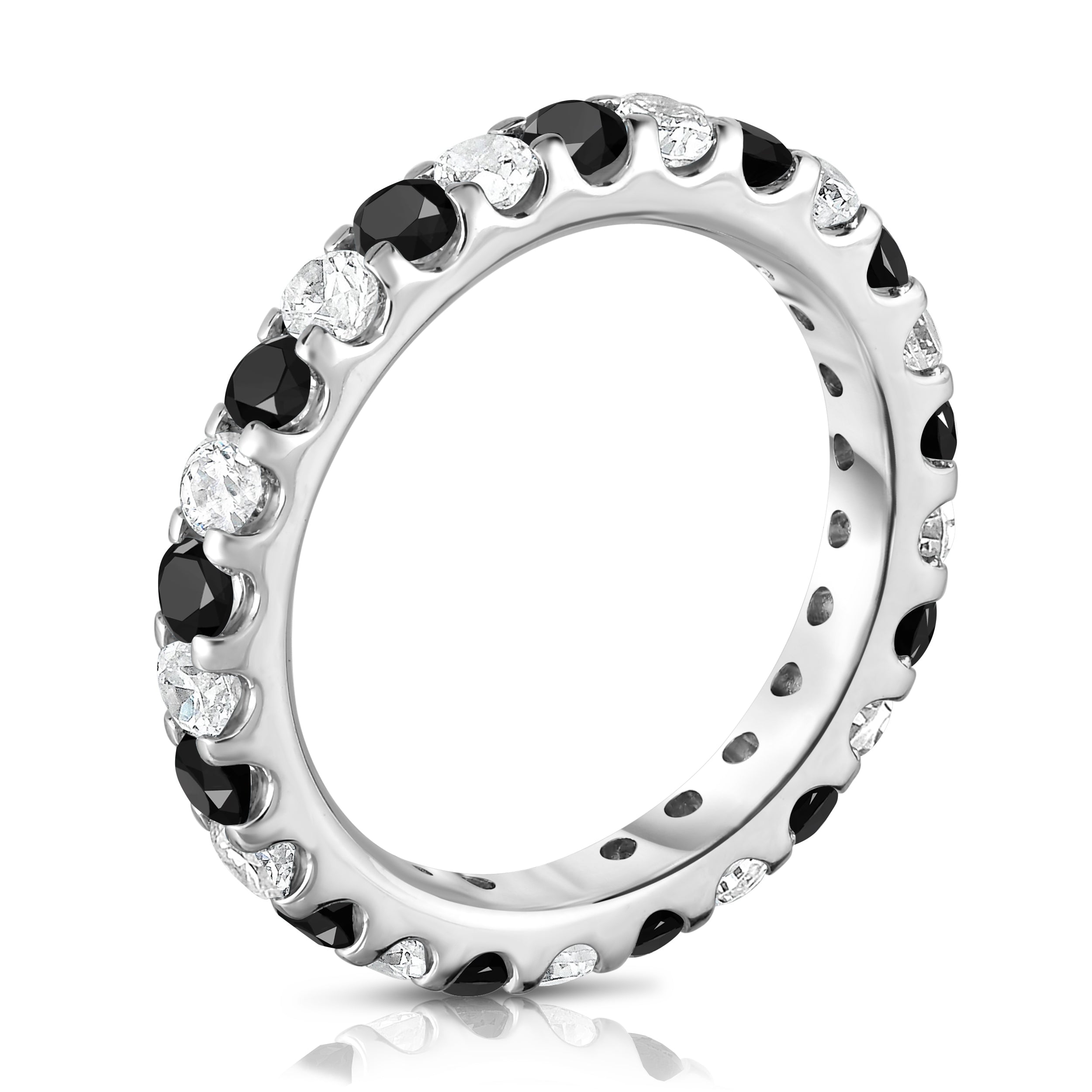 1.30Cttw Black & White Diamond Eternity Ring in 14K White Gold