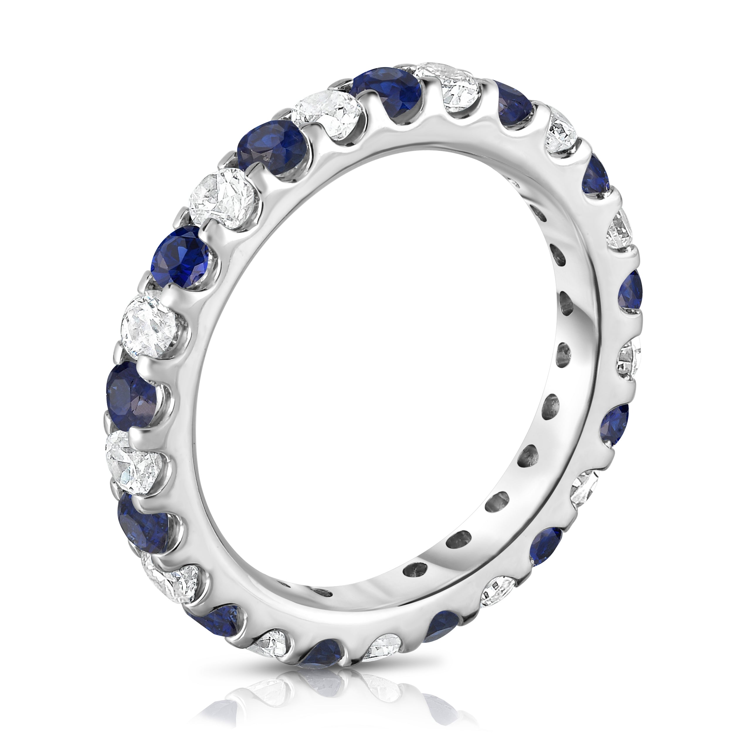 1.30Cttw Gemstone & Diamond Eternity Ring in 14K White Gold