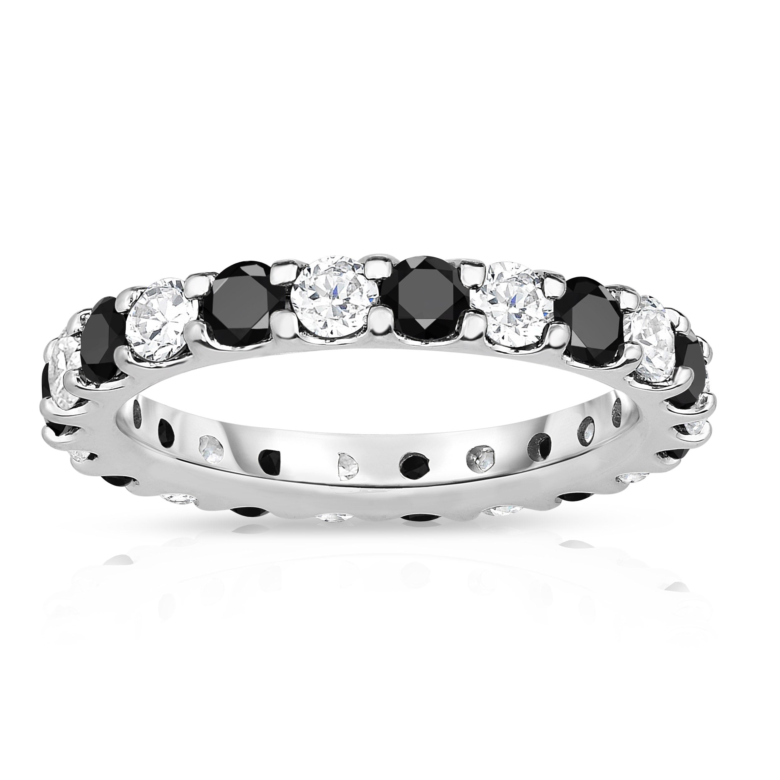2.20Cttw Black & White Diamond Eternity Band in 14K White Gold