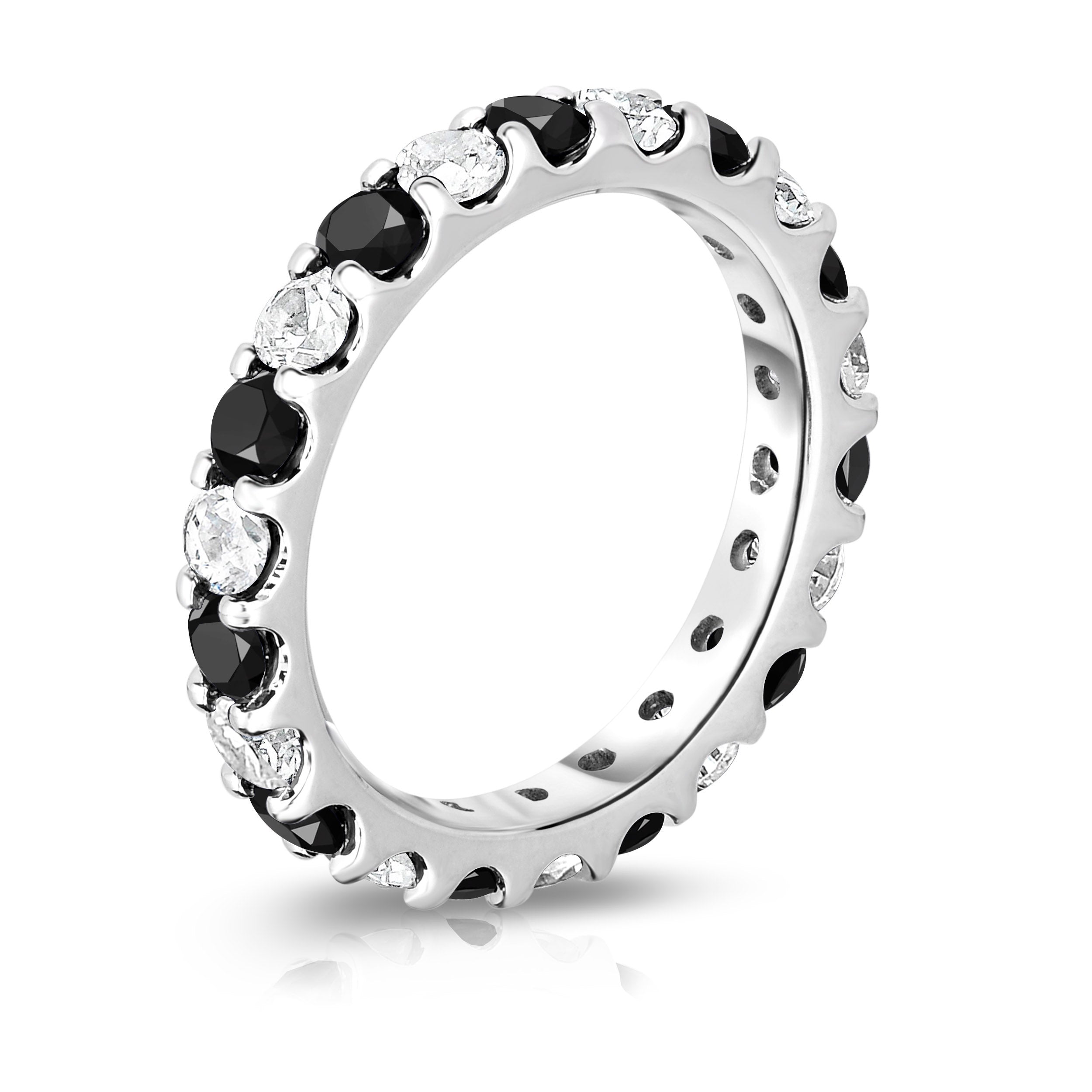 2.20Cttw Black & White Diamond Eternity Band in 14K White Gold