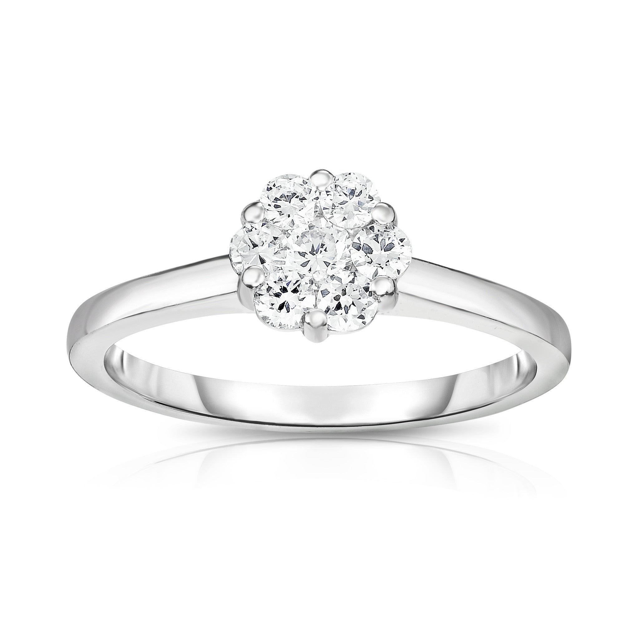 0.50Ct Diamond Cluster Ring in 14K White Gold