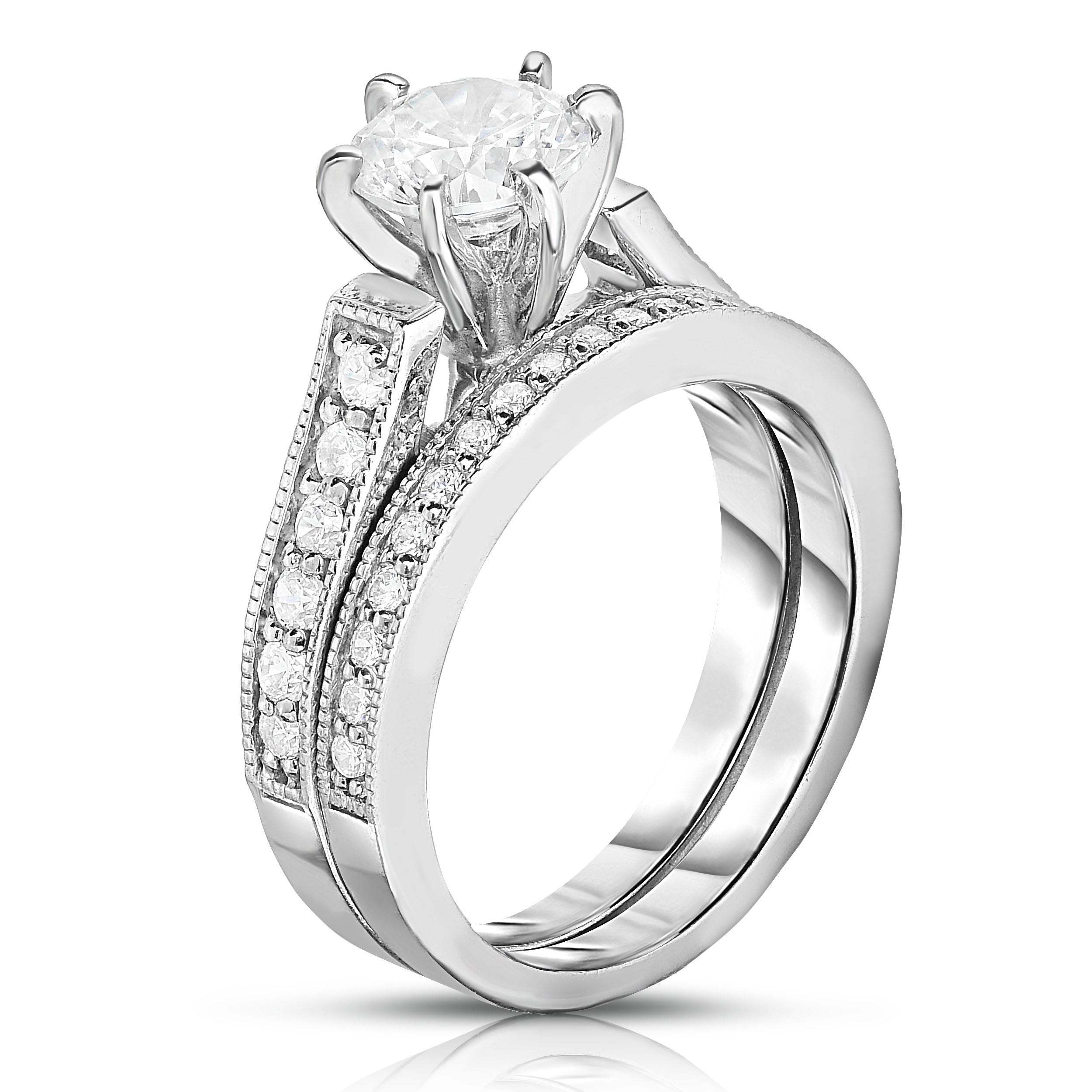 GIA Certified 1.40Ct Diamond 6-Prongs Engagement Ring Set in 14K White Gold