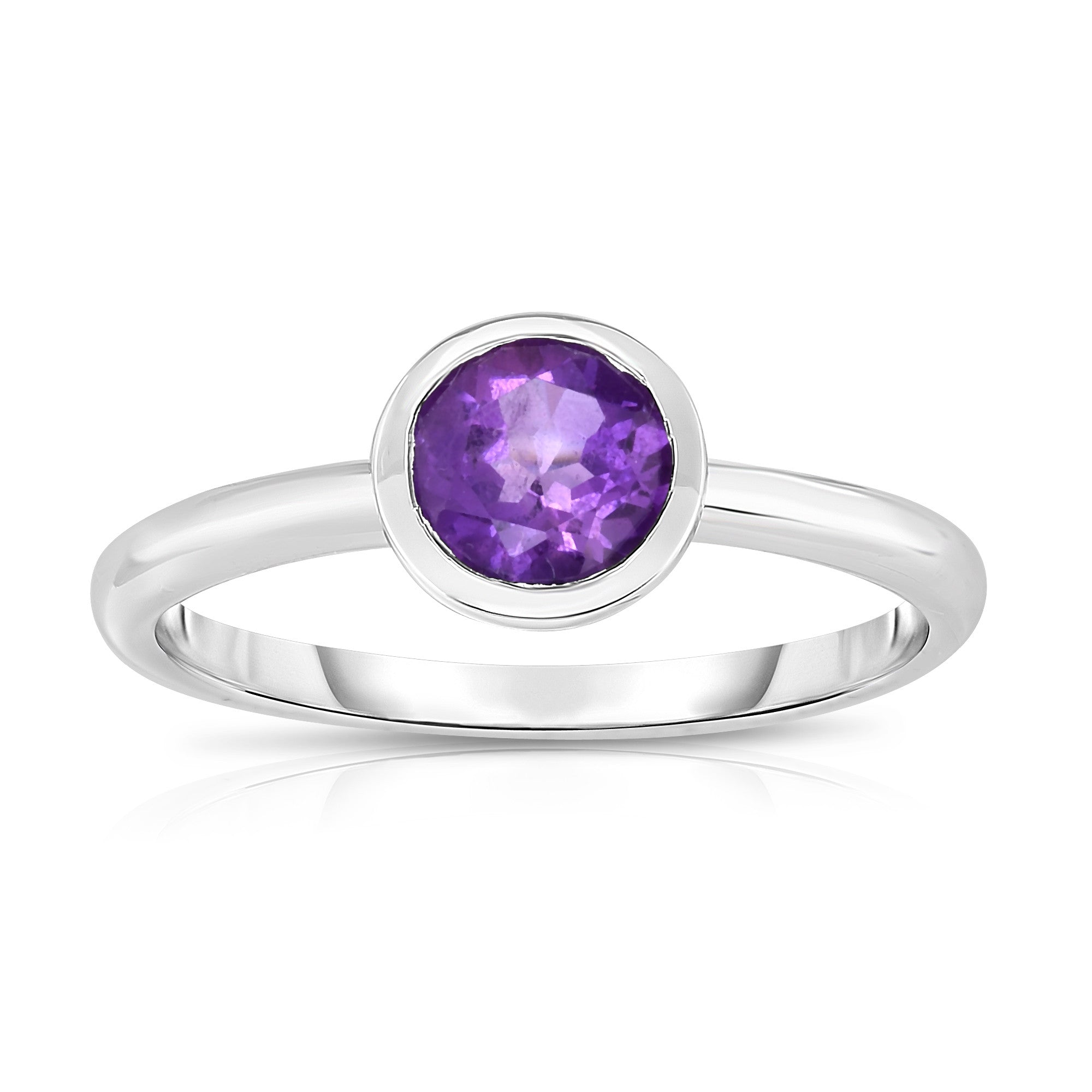 Bezel 0.75Ct Gemstone Ring in 14K White Gold