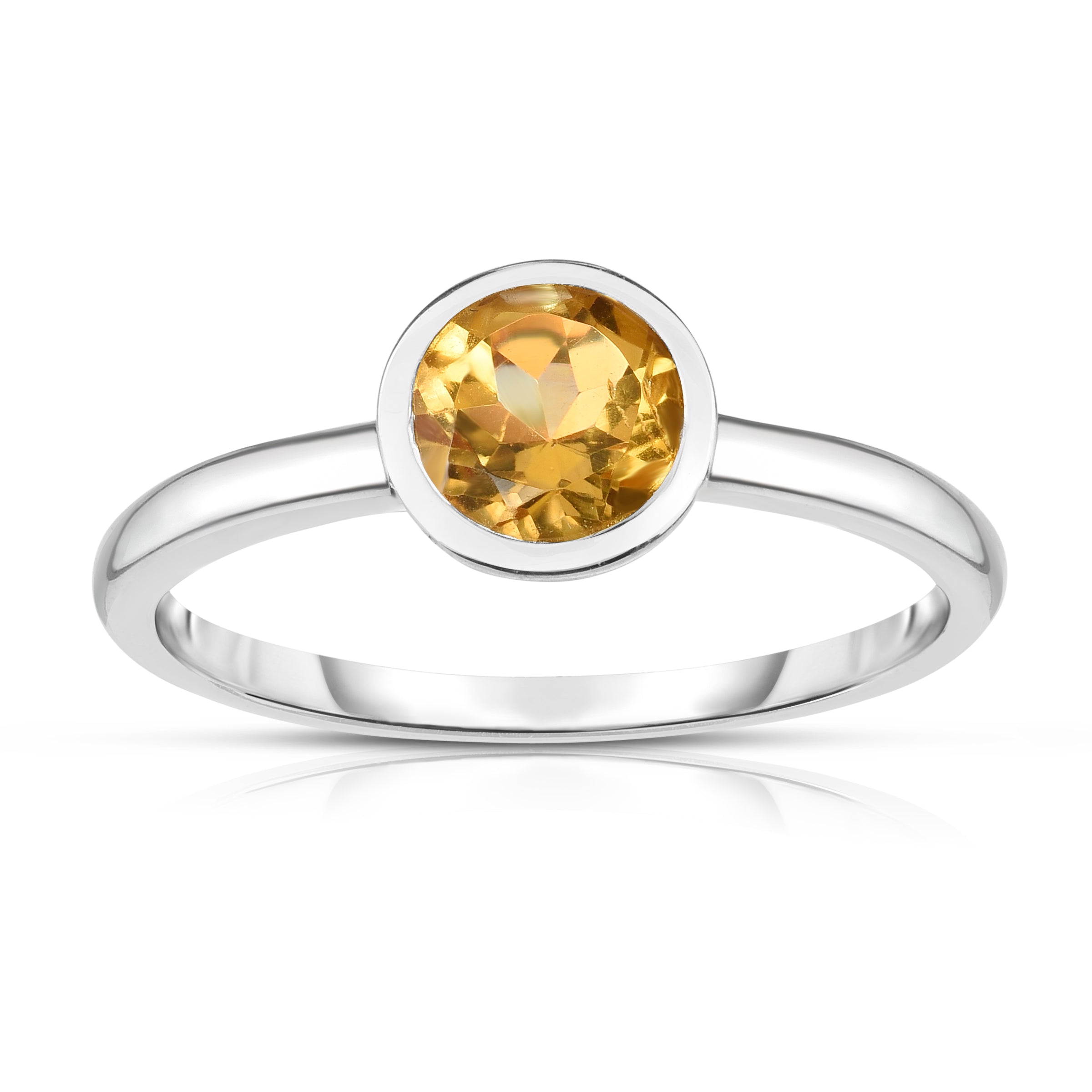 Bezel 0.75Ct Gemstone Ring in 14K White Gold