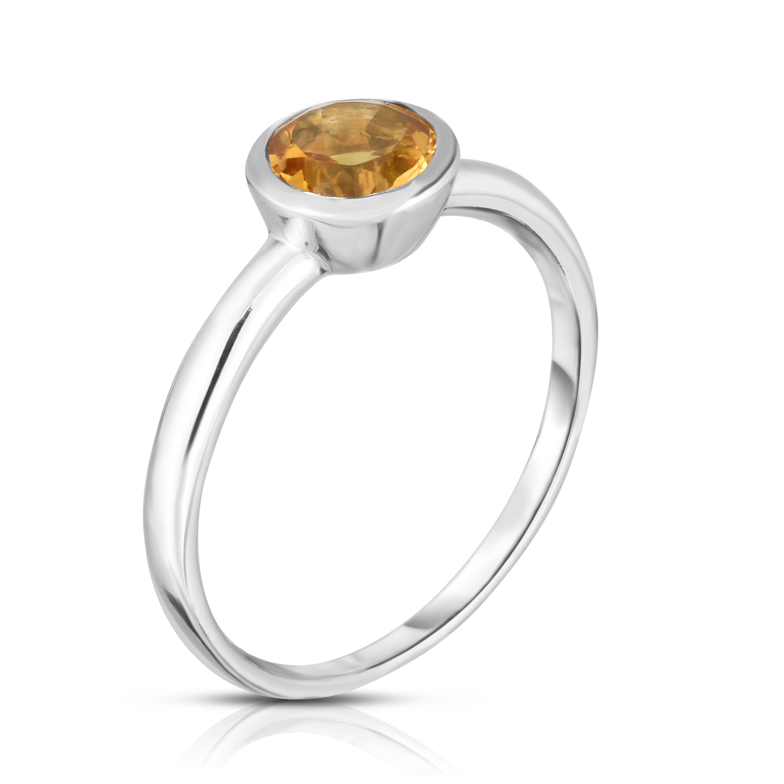 Bezel 0.75Ct Gemstone Ring in 14K White Gold