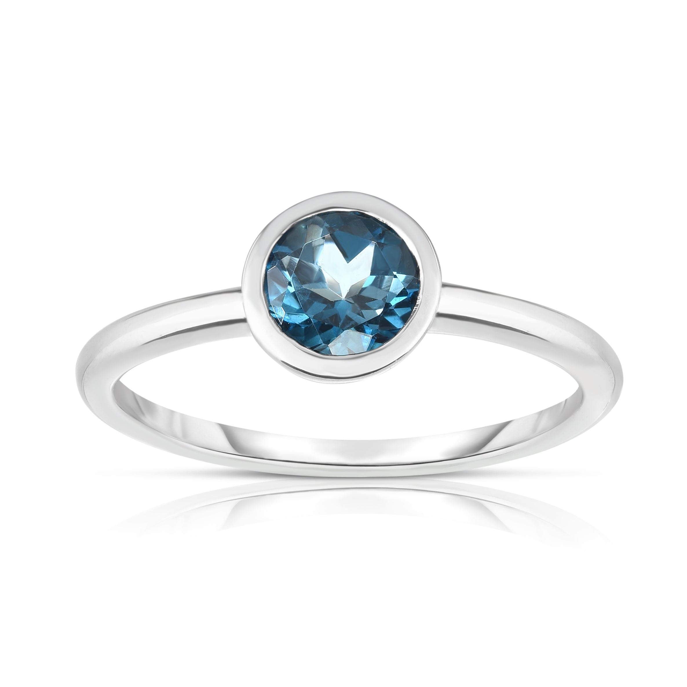 Bezel 0.75Ct Gemstone Ring in 14K White Gold