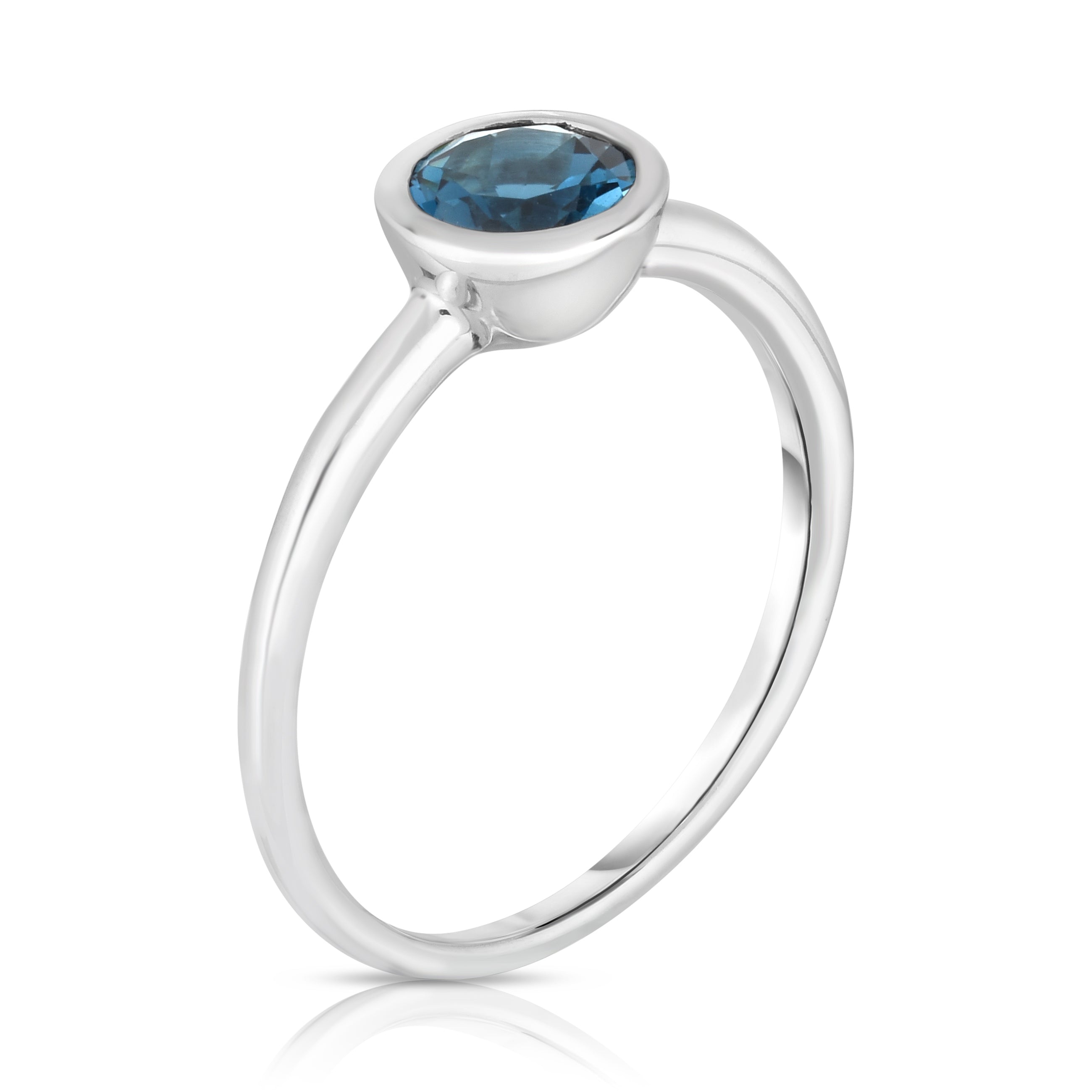 Bezel 0.75Ct Gemstone Ring in 14K White Gold