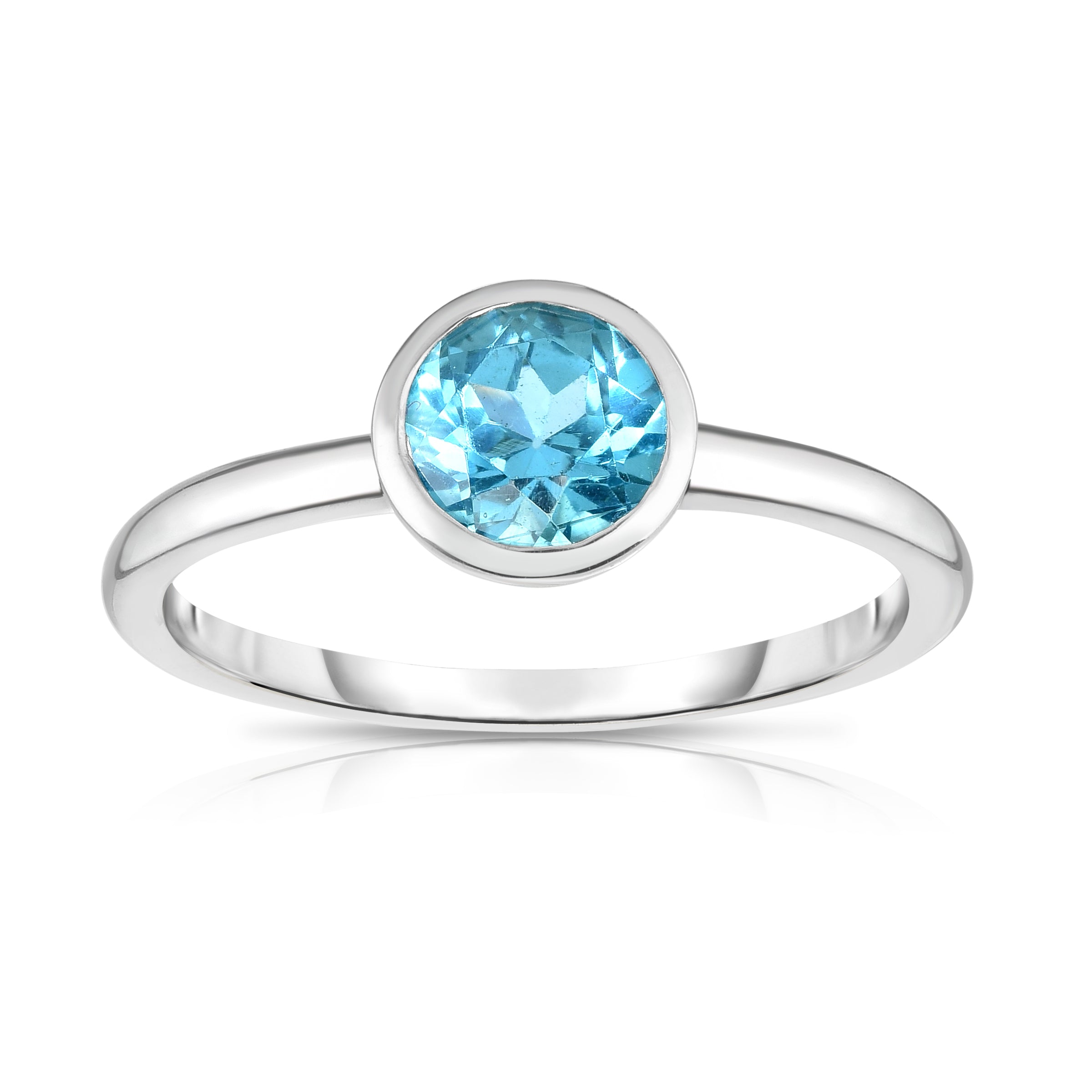 Bezel 0.75Ct Gemstone Ring in 14K White Gold