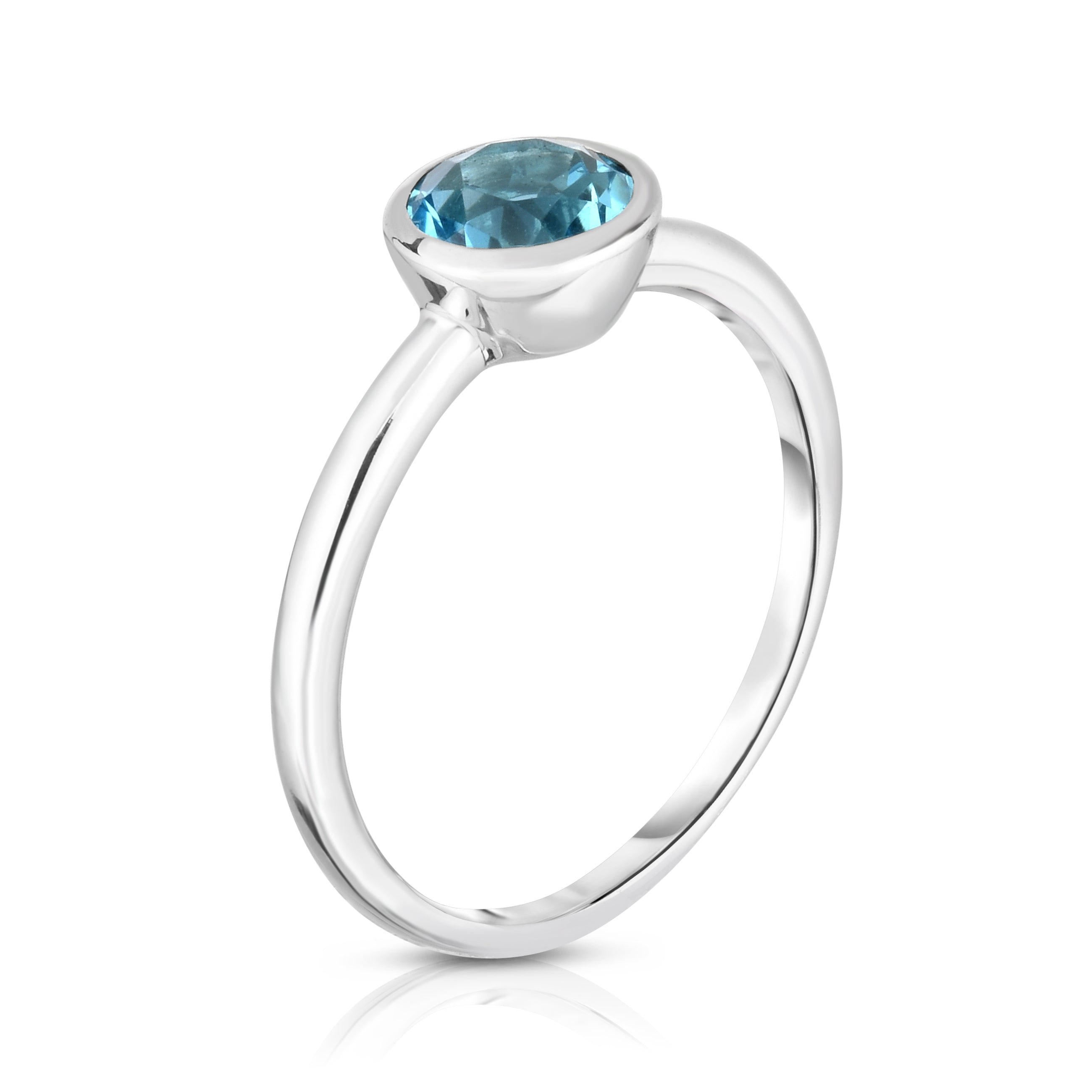 Bezel 0.75Ct Gemstone Ring in 14K White Gold