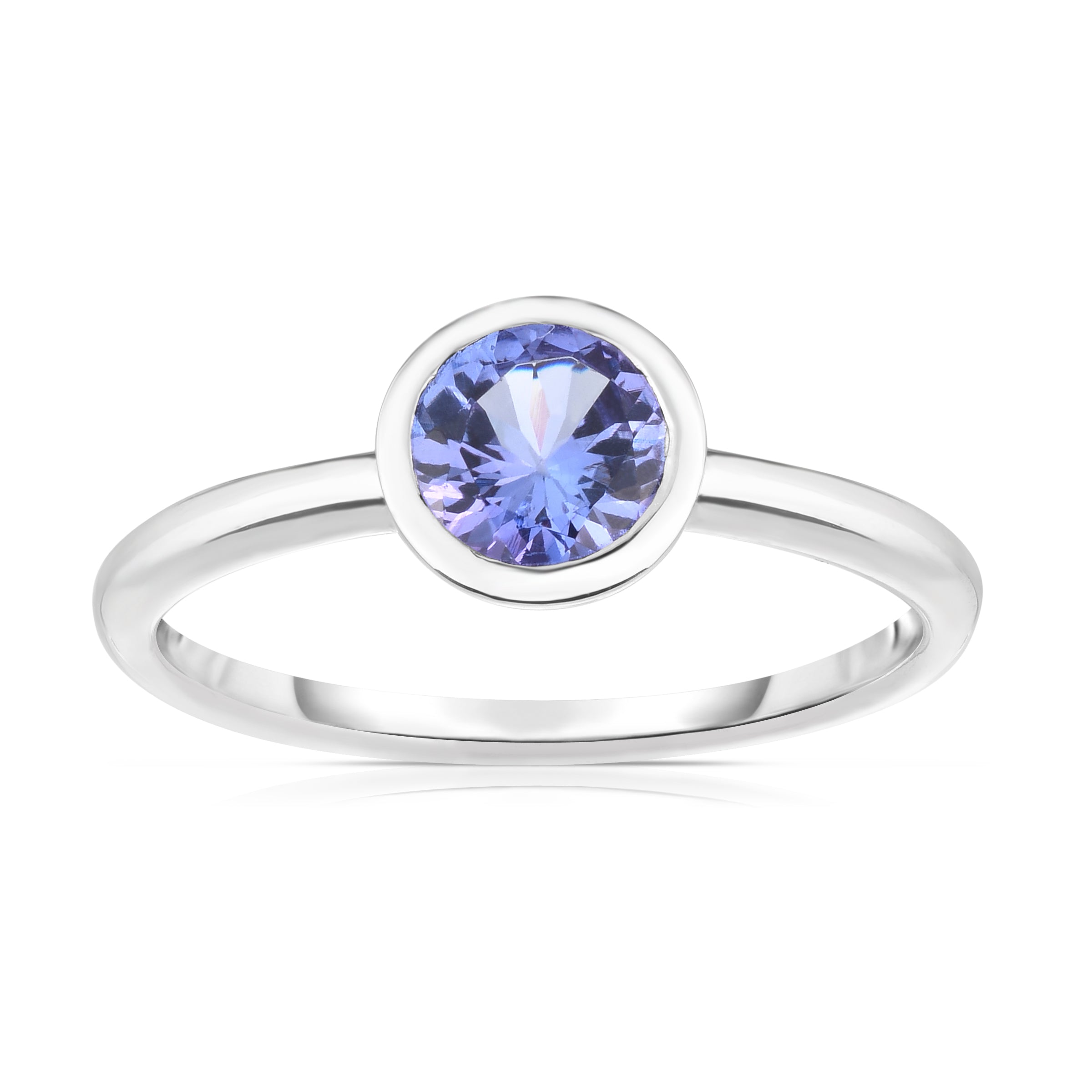 Bezel 0.75Ct Gemstone Ring in 14K White Gold
