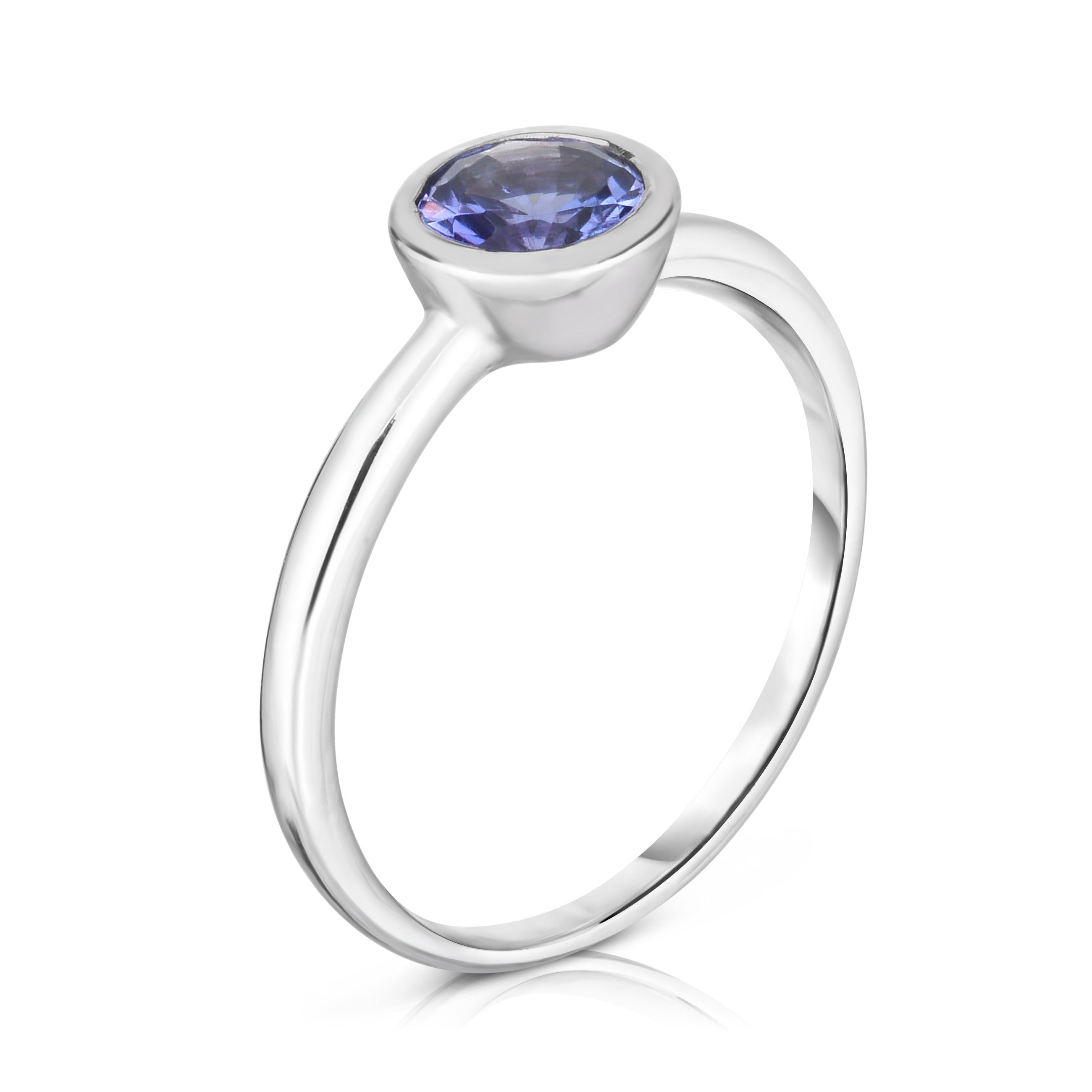 Bezel 0.75Ct Gemstone Ring in 14K White Gold
