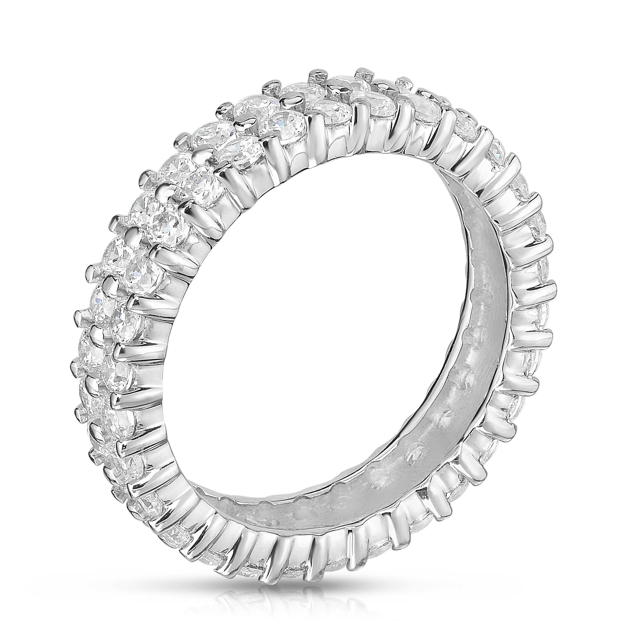 2 Row 1.65-1.90Ct Diamond Eternity Ring in 14K White Gold