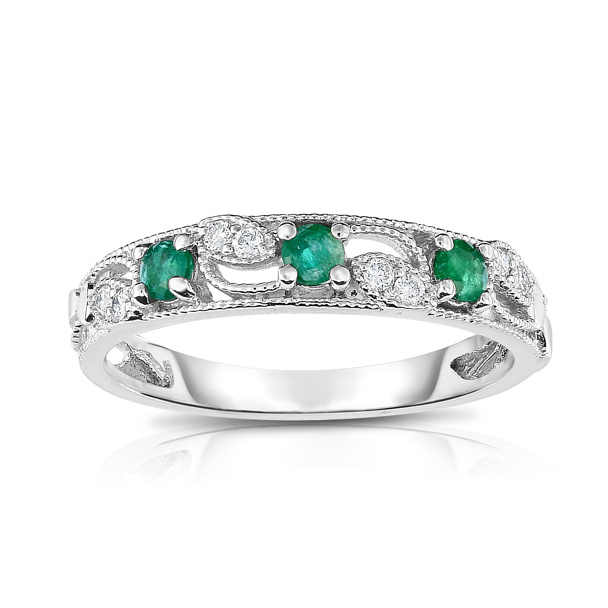 Gemstone & 0.06Ct Diamond Stackable Ring in 14K Gold