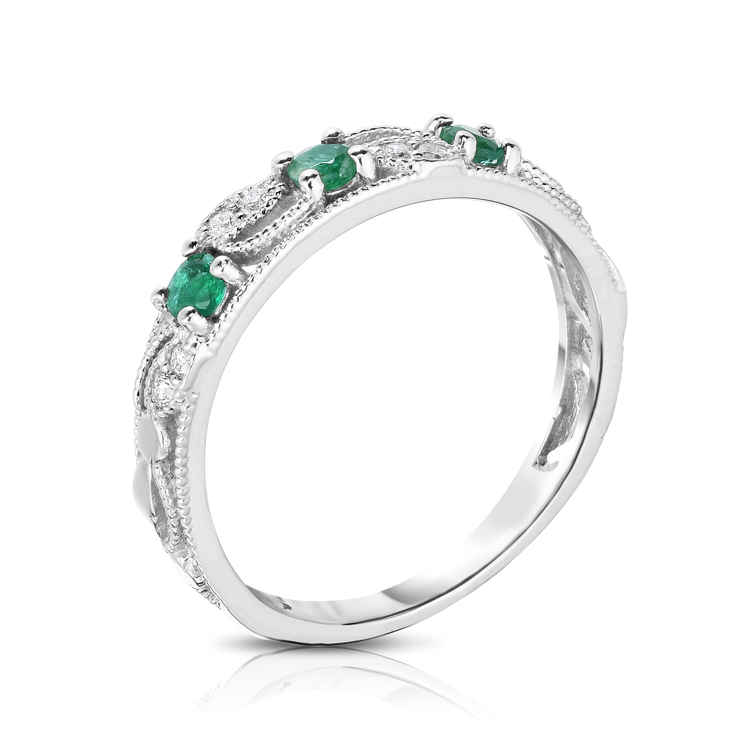 Gemstone & 0.06Ct Diamond Stackable Ring in 14K Gold