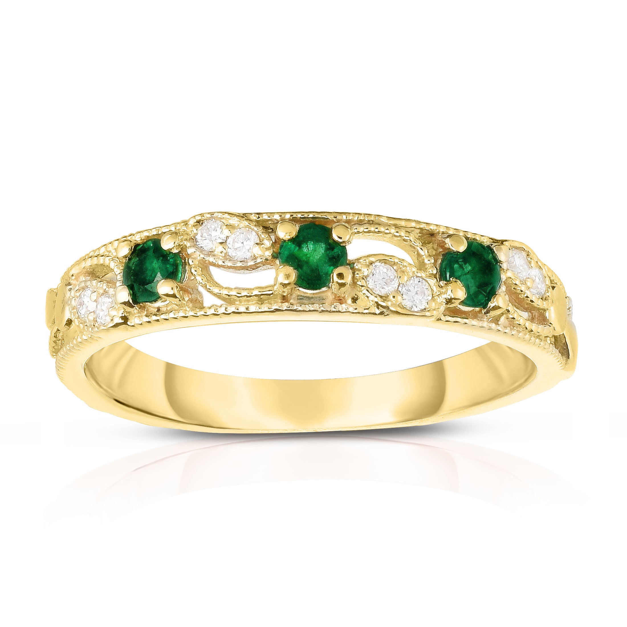 Gemstone & 0.06Ct Diamond Stackable Ring in 14K Gold
