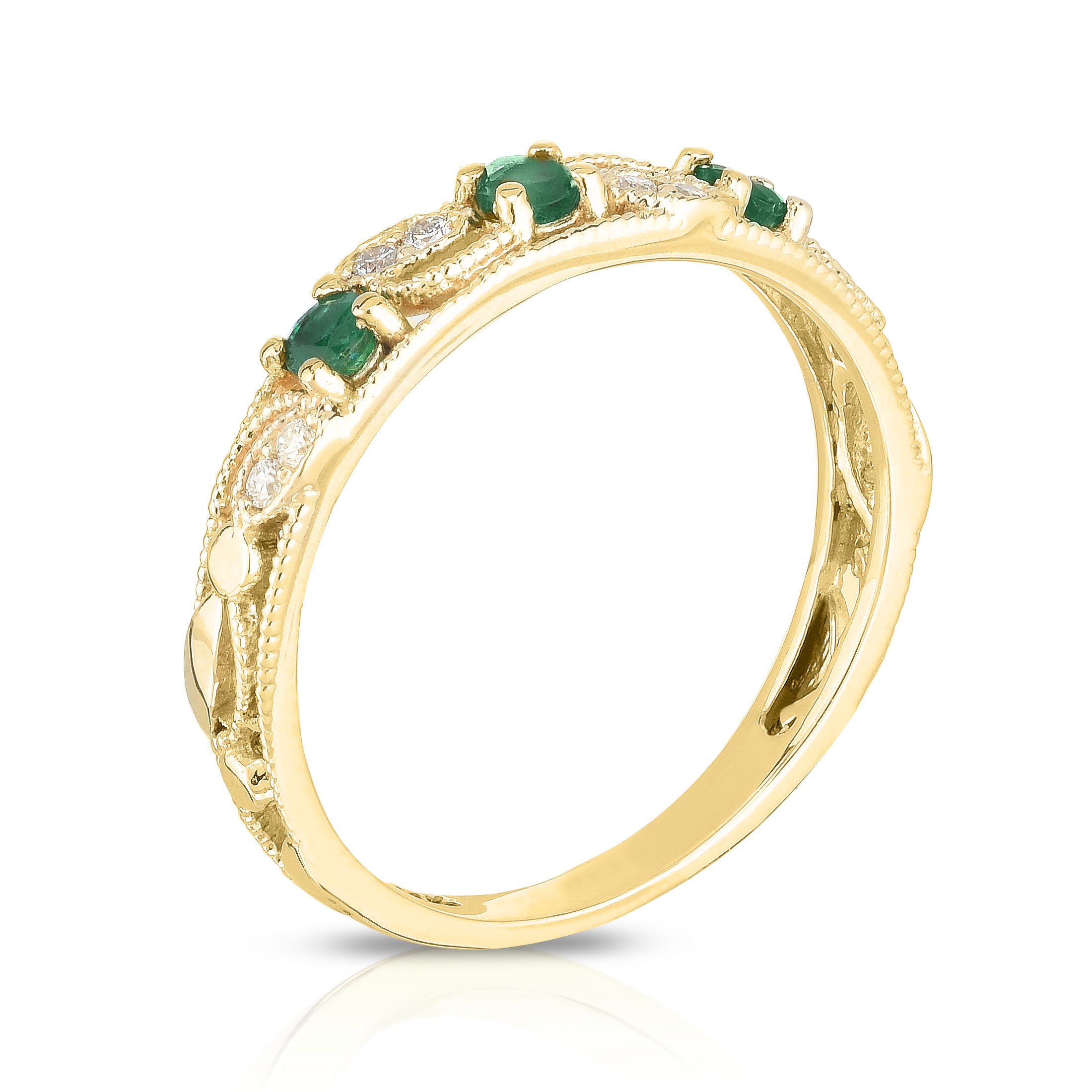 Gemstone & 0.06Ct Diamond Stackable Ring in 14K Gold