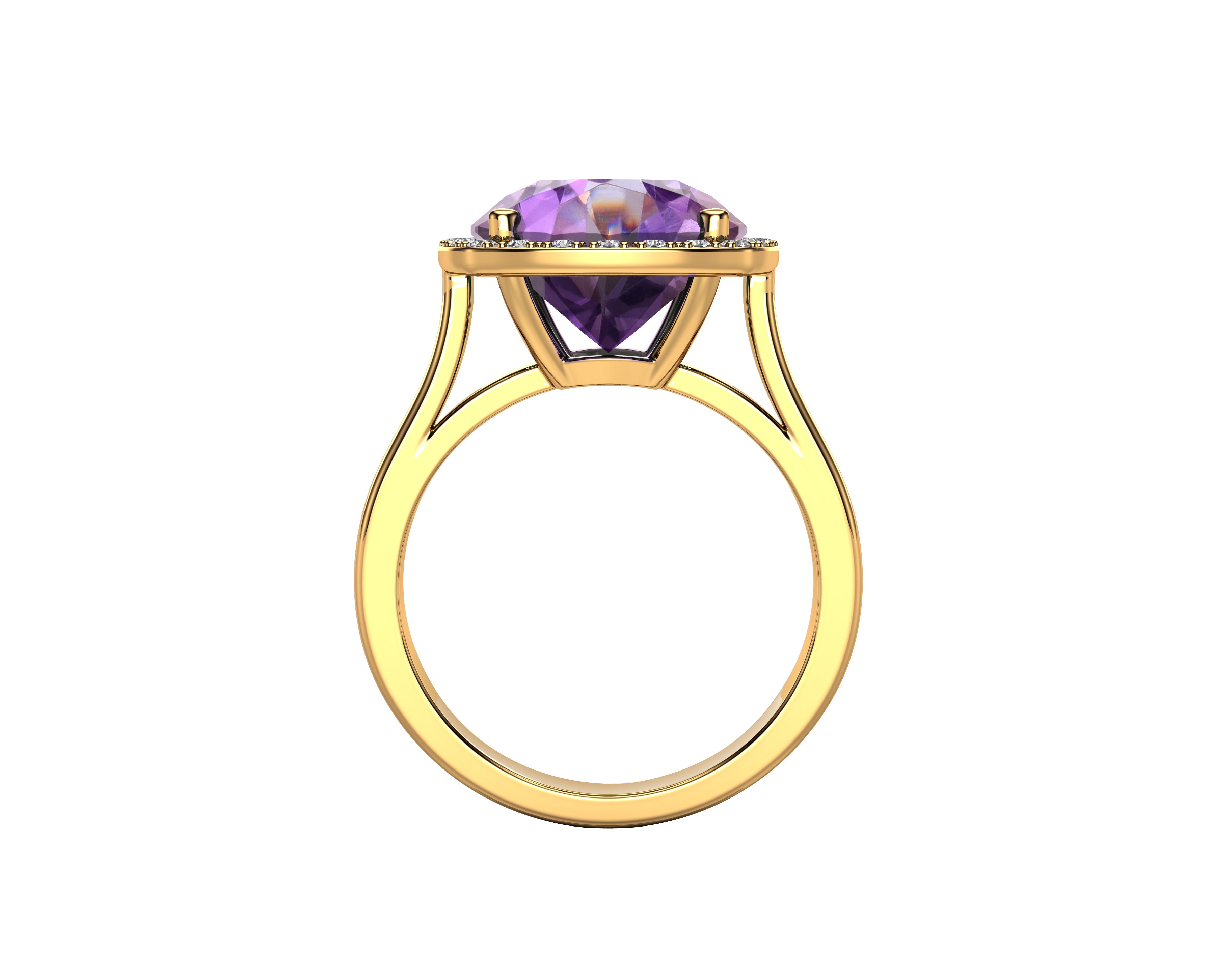 11MM Gemstone and 0.18Ct Diamond Ring in 14K Gold