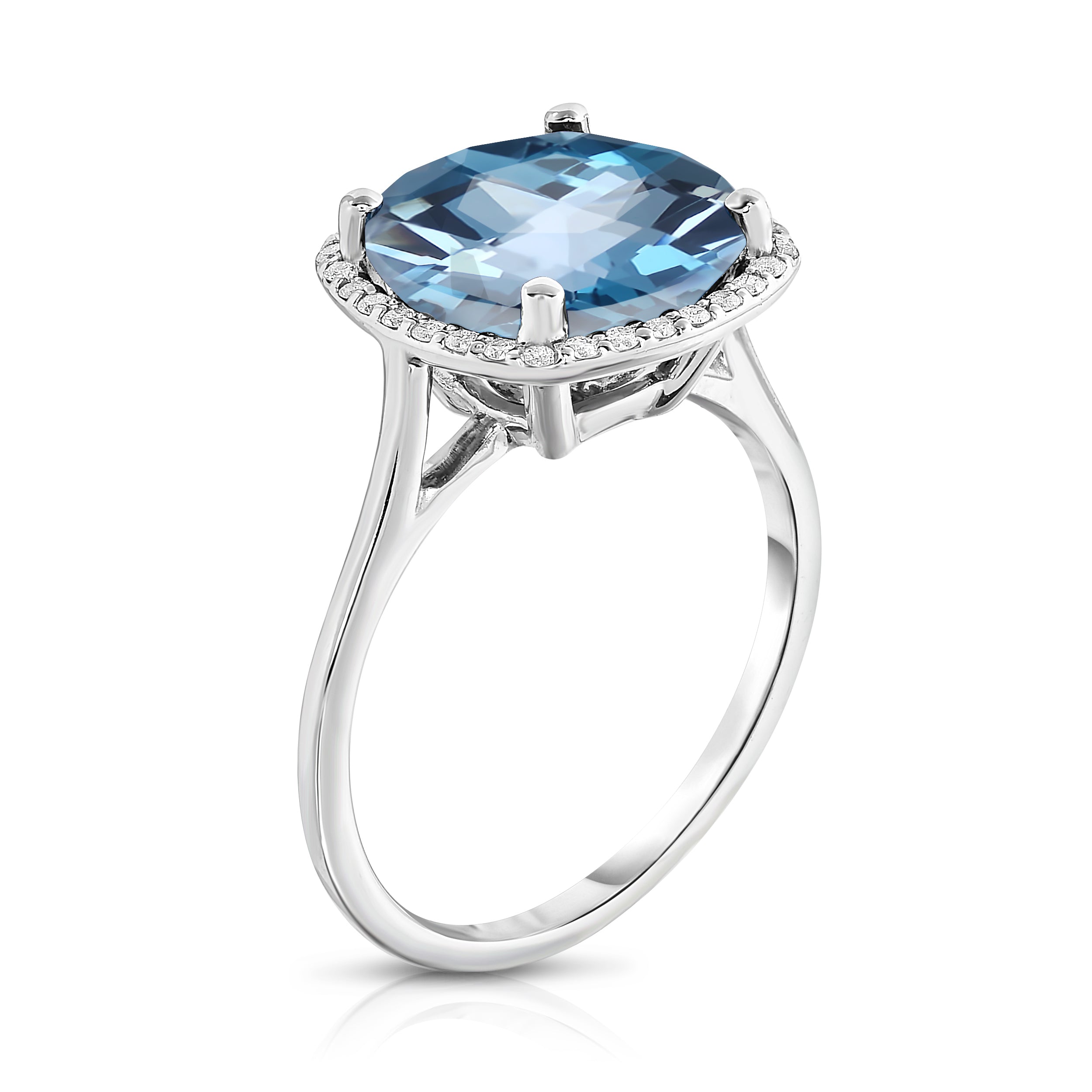 11MM London Blue Topaz & Diamond Wedding Set in 14K Gold