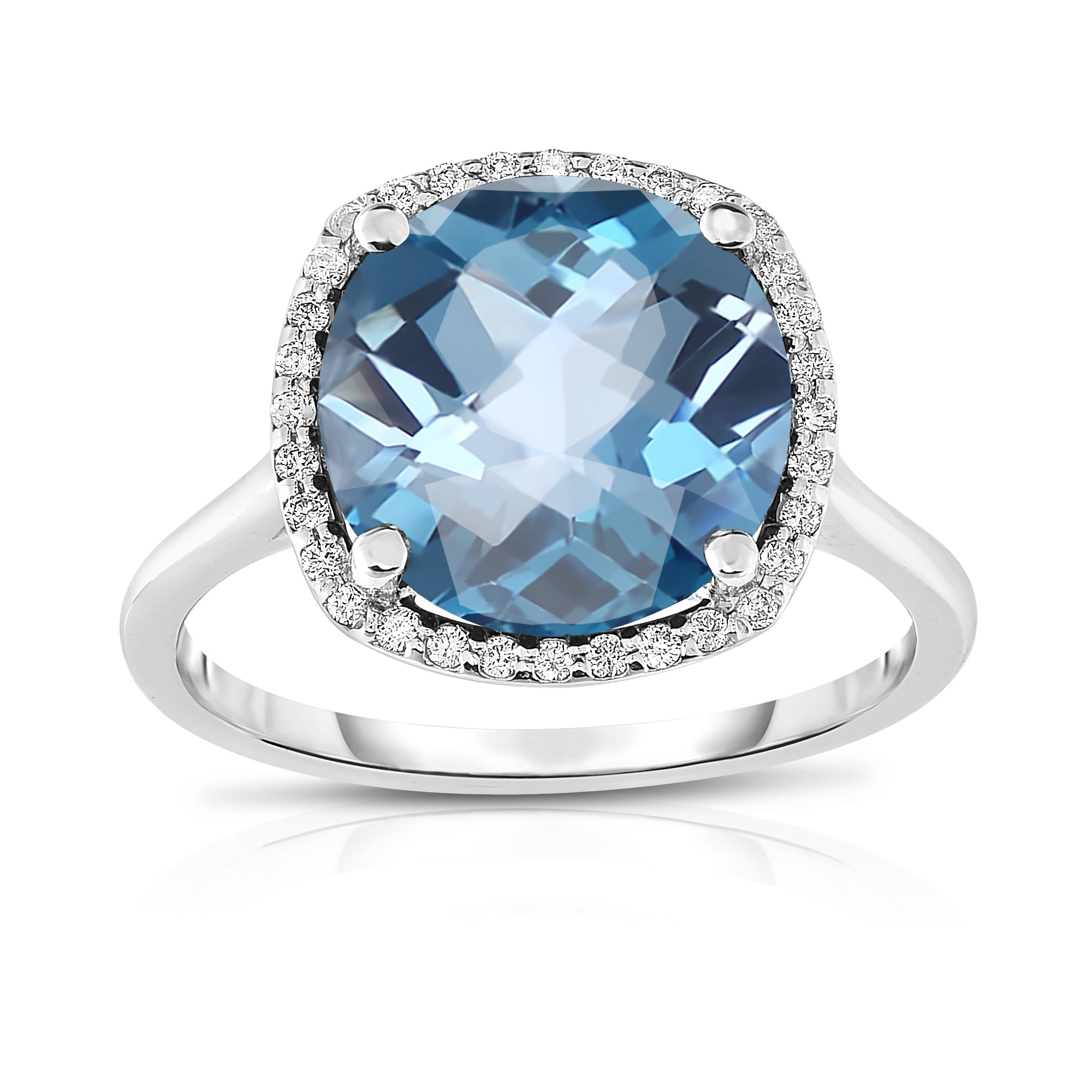 11MM London Blue Topaz & Diamond Wedding Set in 14K Gold
