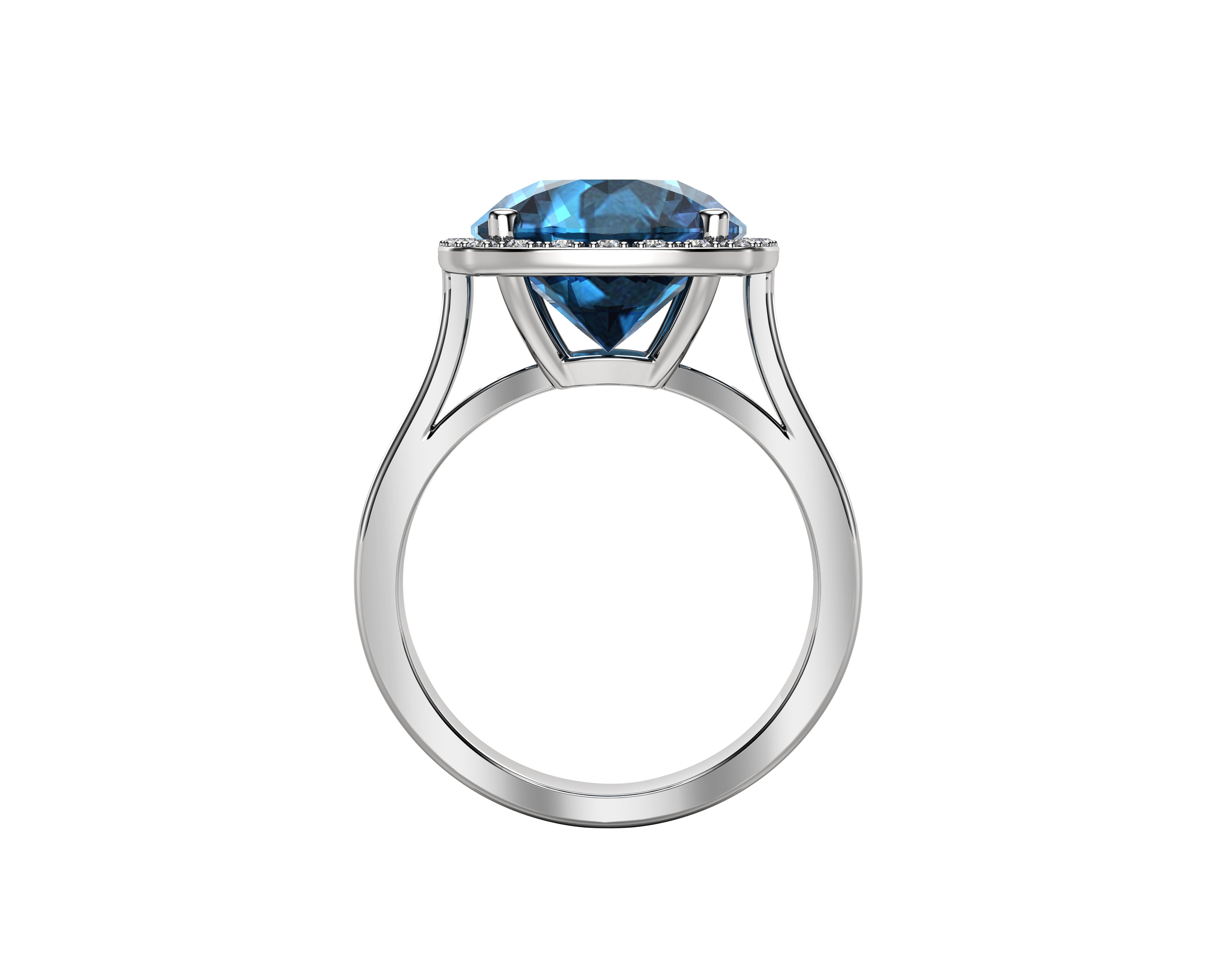 11MM London Blue Topaz & Diamond Wedding Set in 14K Gold