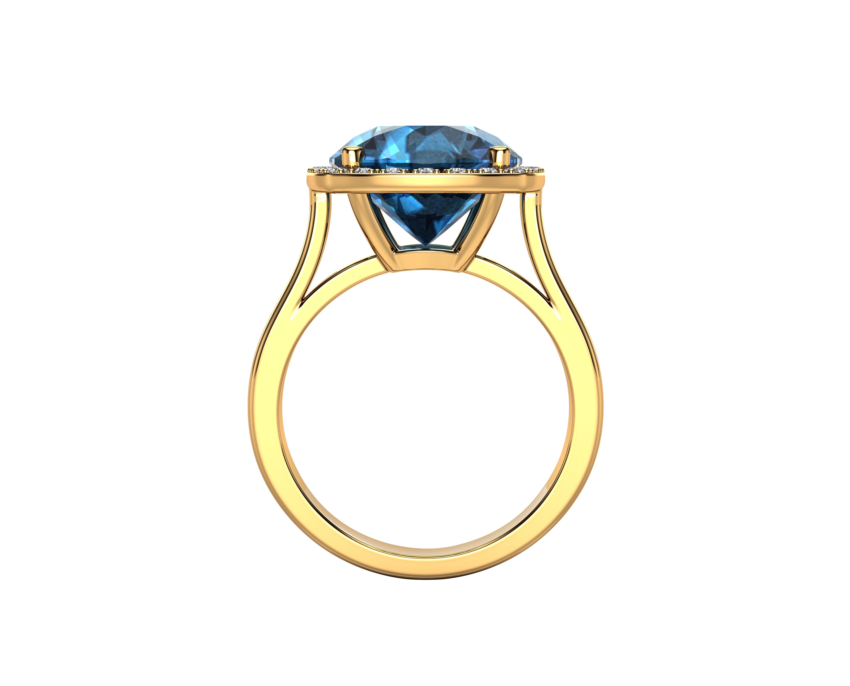 11MM Gemstone and 0.18Ct Diamond Ring in 14K Gold