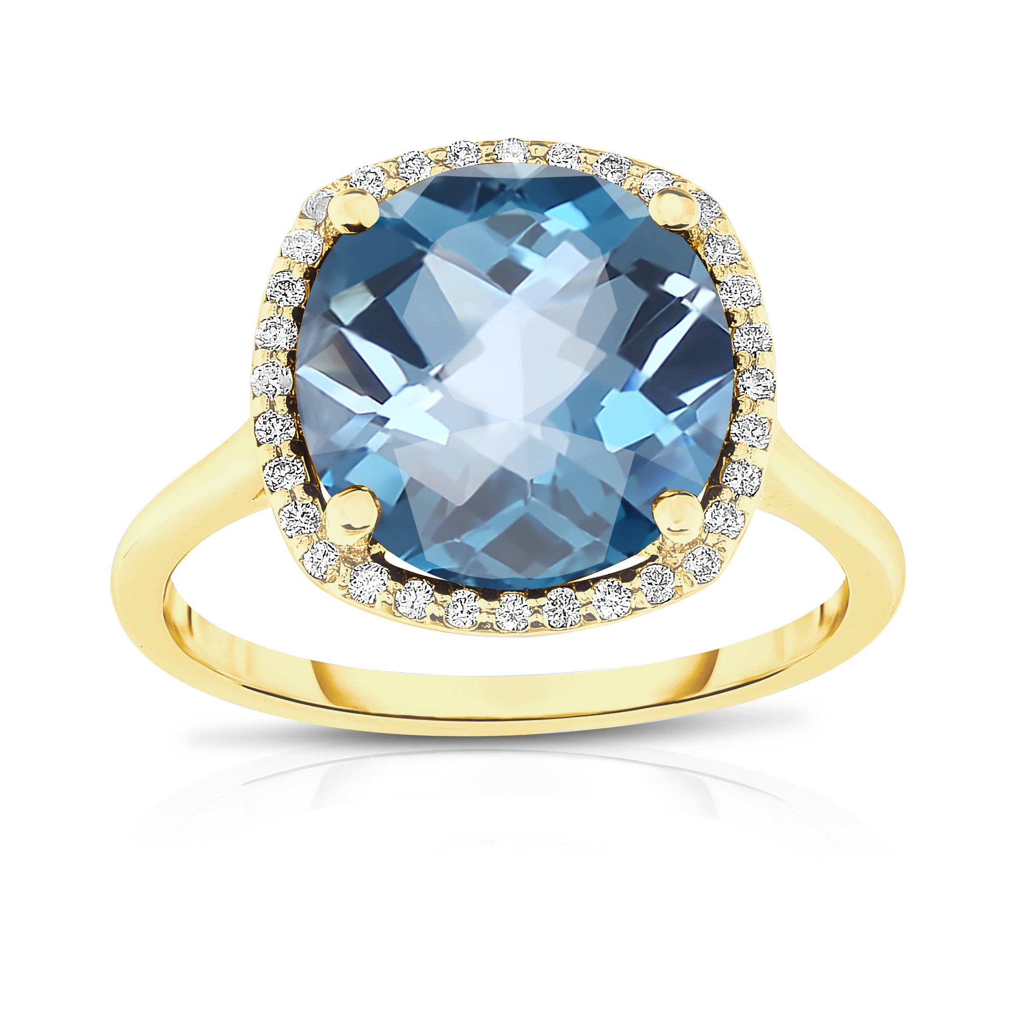 11MM London Blue Topaz & Diamond Wedding Set in 14K Gold