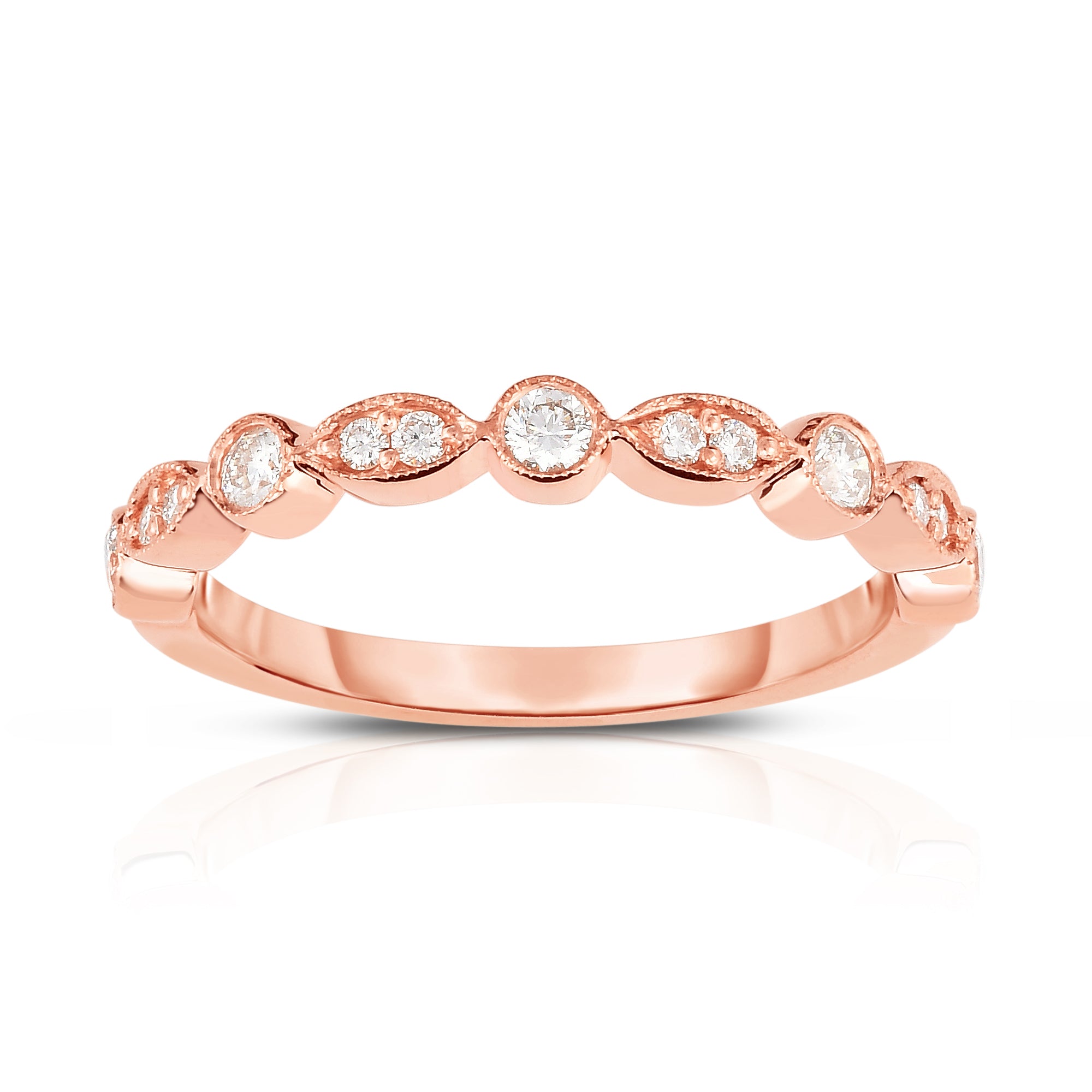 0.25Ct Diamond Stackable Milligrain Ring in 14K Gold