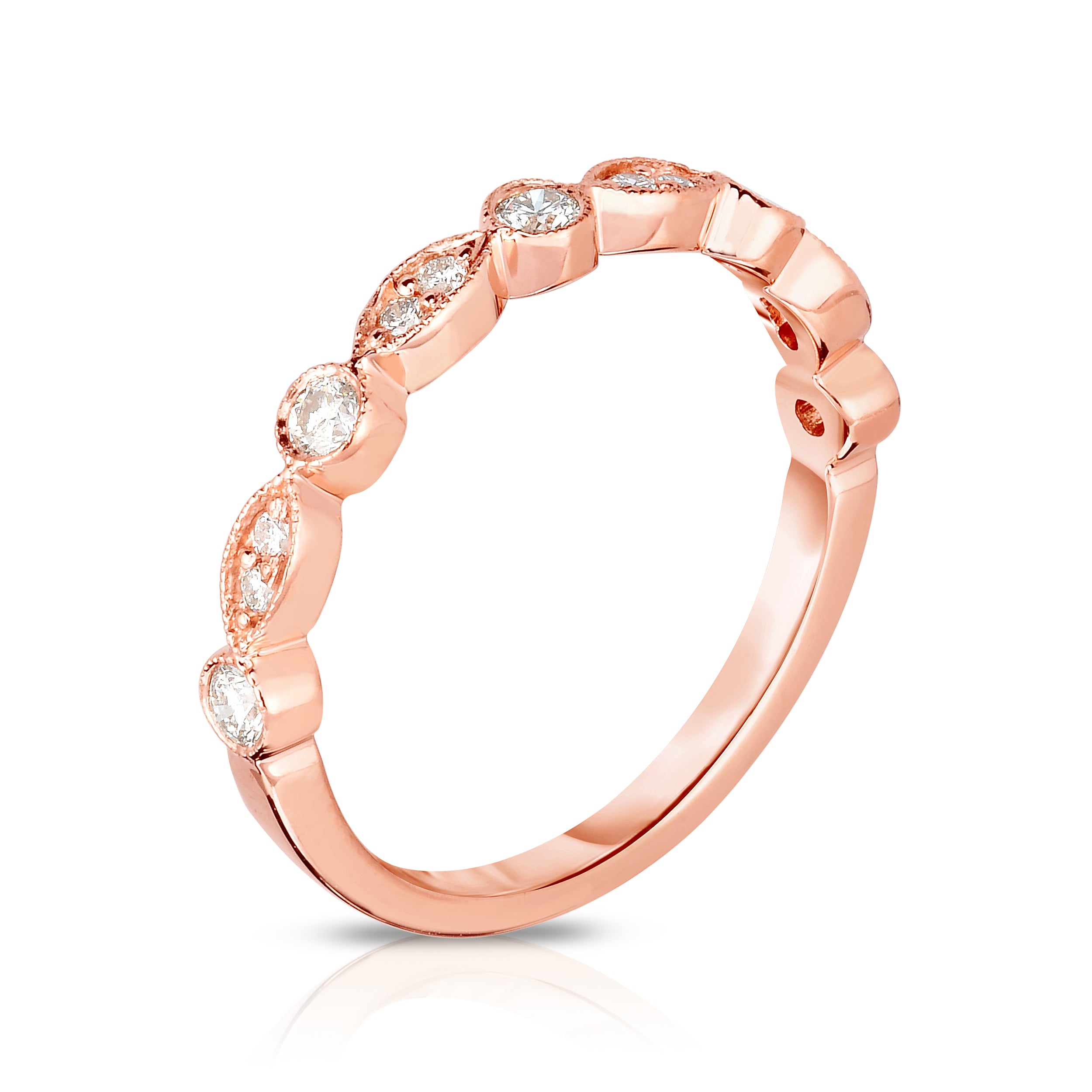 0.25Ct Diamond Stackable Milligrain Ring in 14K Gold