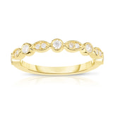 14K Gold Diamond (1/4 Ct, G-H Color, SI2-I1 Clarity) Stackable Milligrain Ring