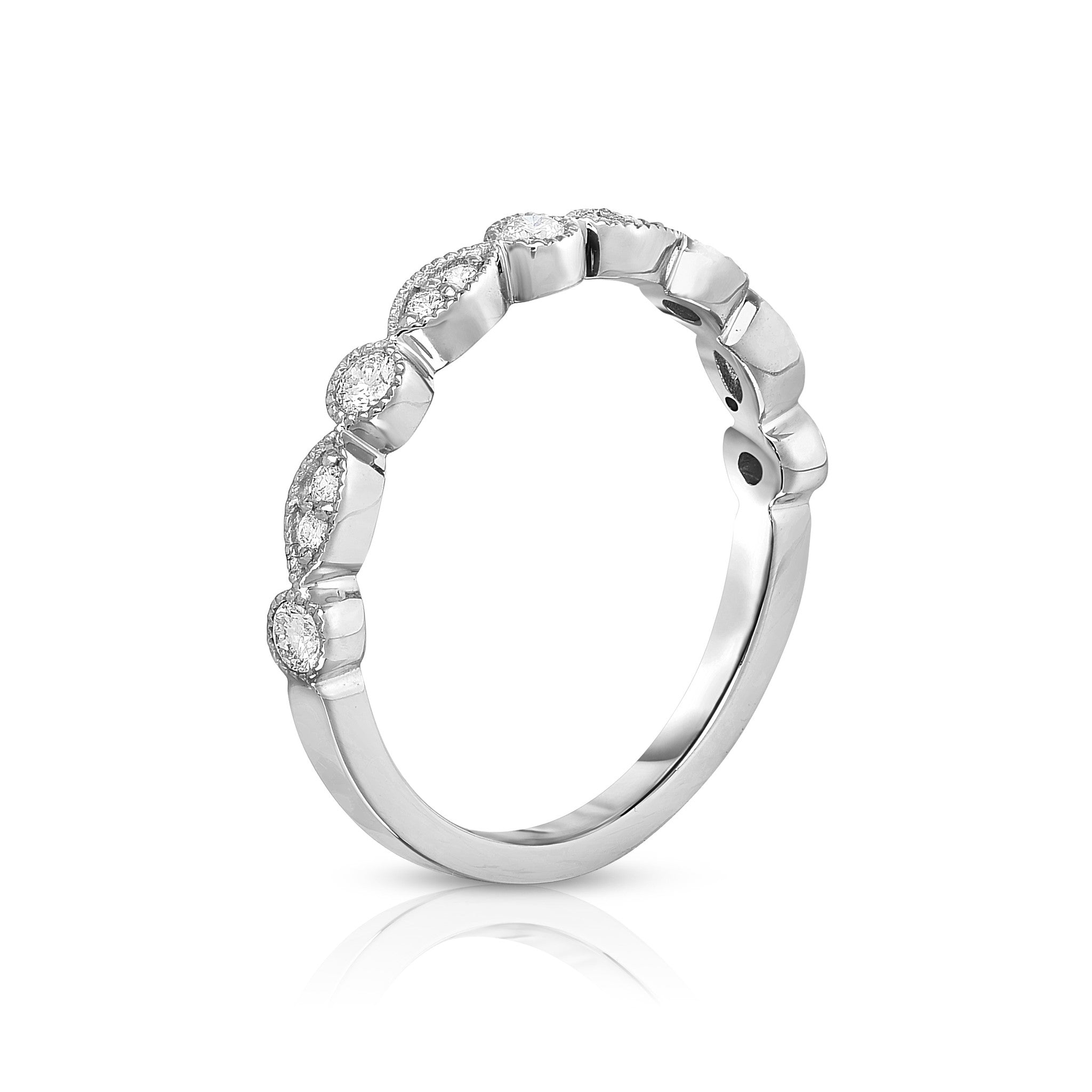 0.25Ct Diamond Stackable Milligrain Ring in 14K Gold