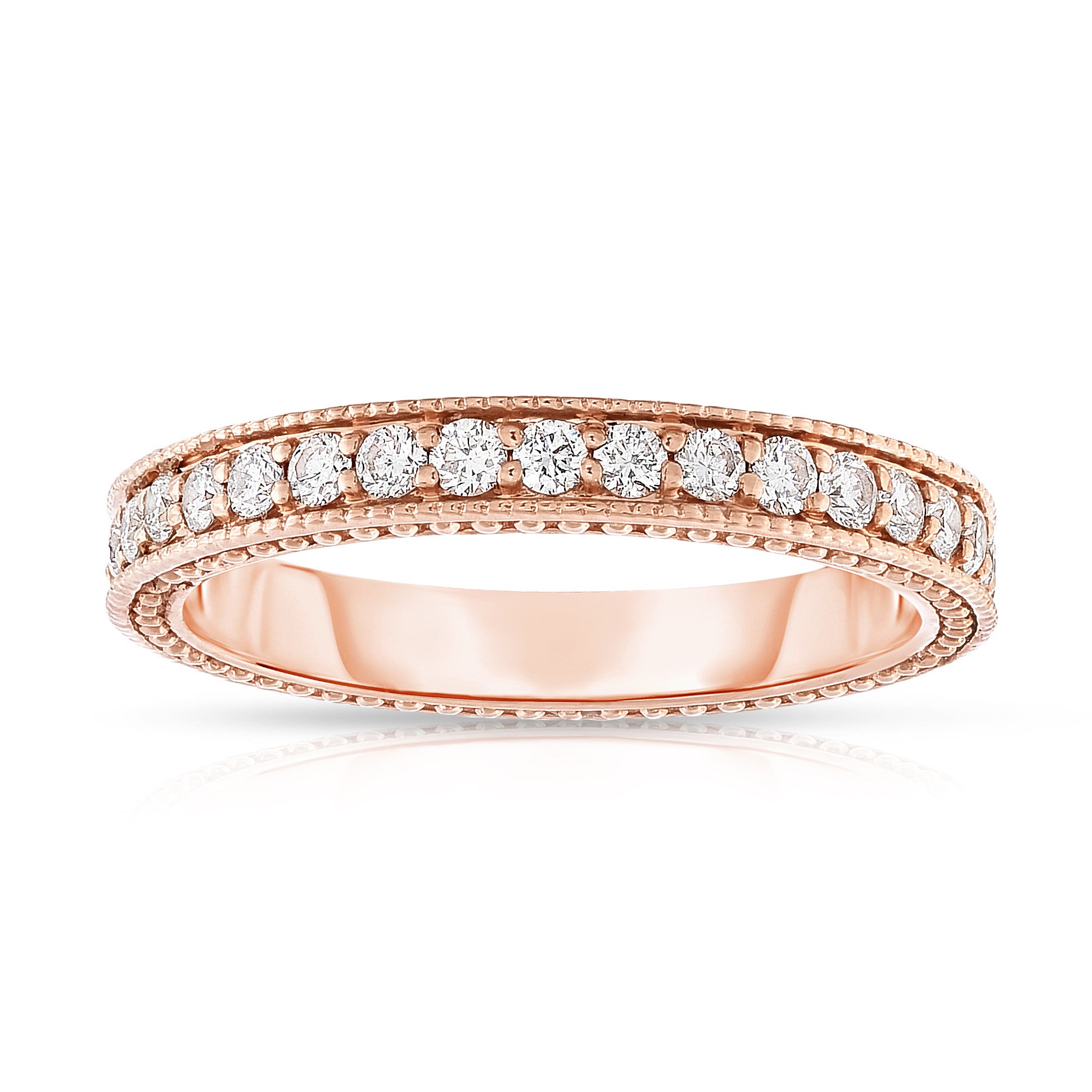 2.10Ct Diamond Miligrain Stackable Eternity Ring Set in 14K Gold