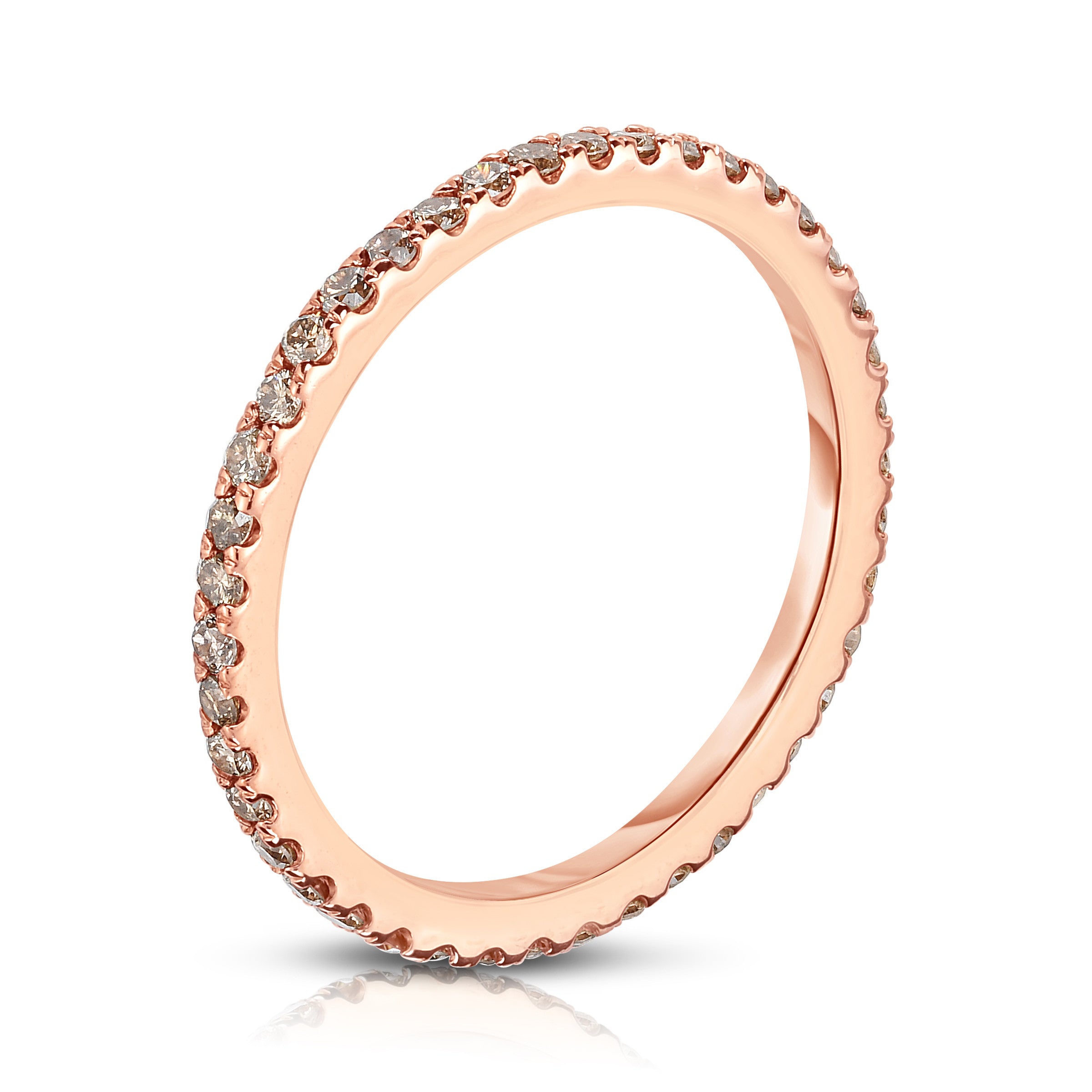 0.40Ct Champagne Diamond Eternity Wedding Band in 14K Rose Gold