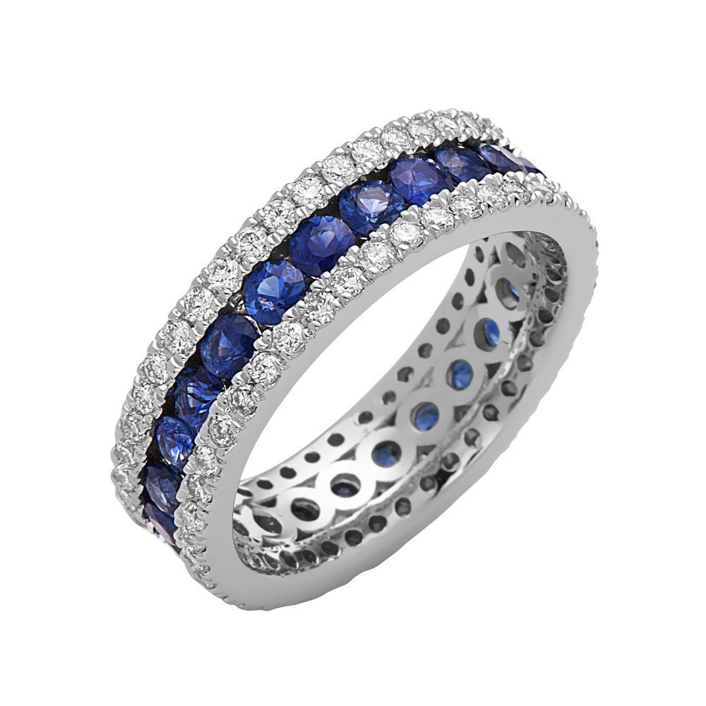 Gemstone & 0.95Ct Diamond Ring in 14K White Gold
