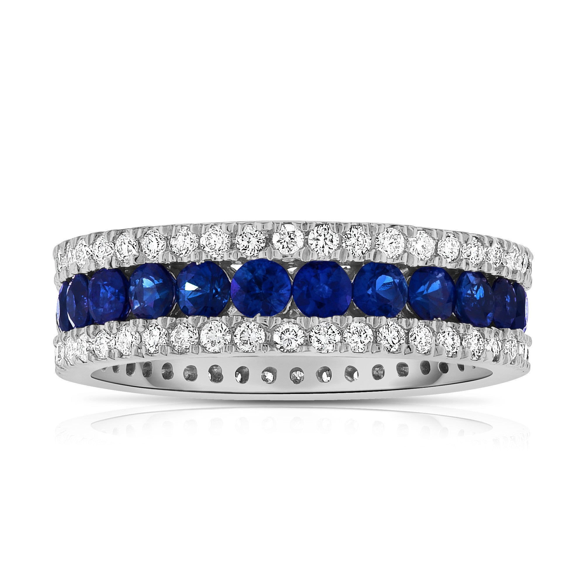 Gemstone & 0.95Ct Diamond Ring in 14K White Gold