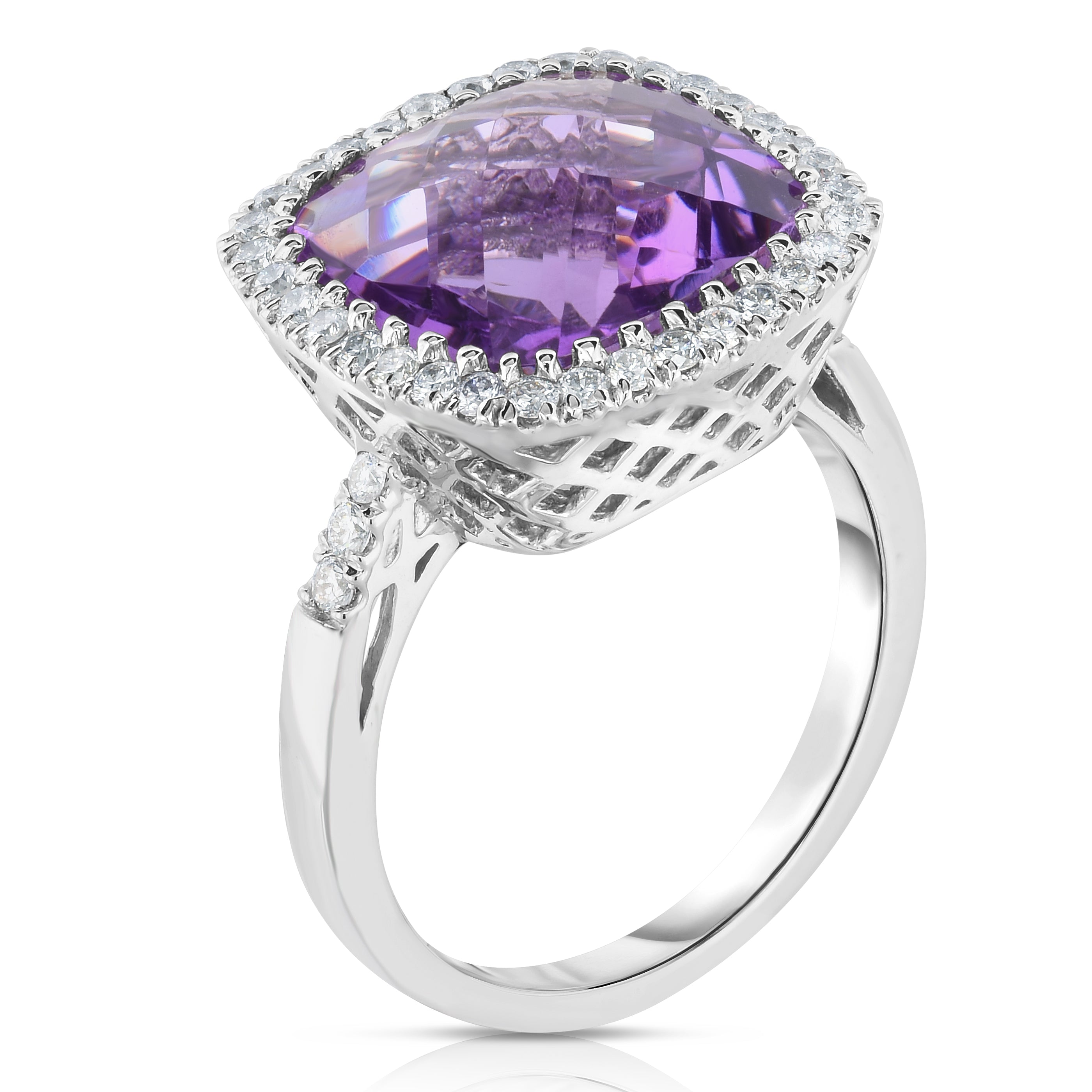 Cushion Cut Gemstone and 0.45Ct Diamond Cocktail Ring in 14K Gold