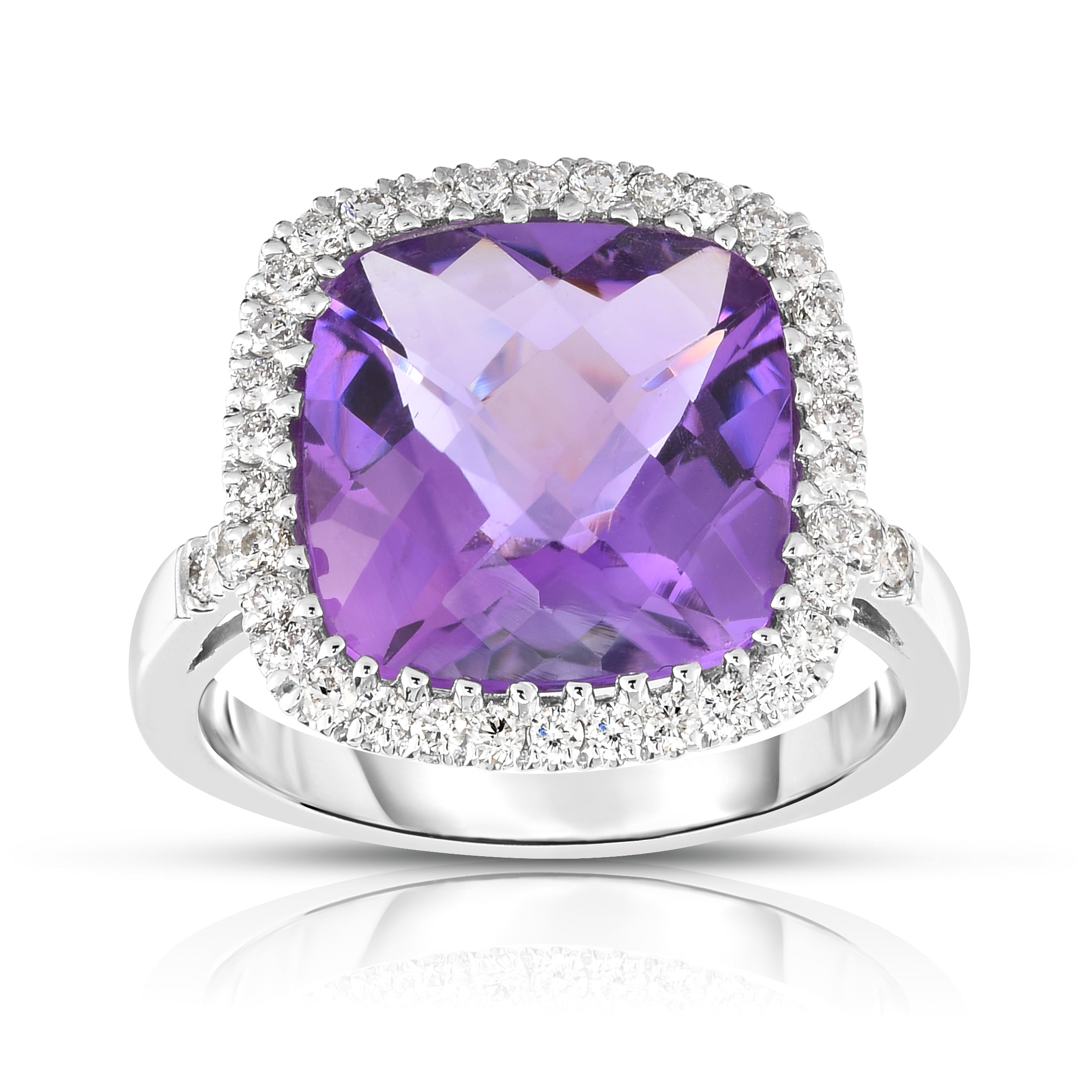 Cushion Cut Gemstone and 0.45Ct Diamond Cocktail Ring in 14K Gold